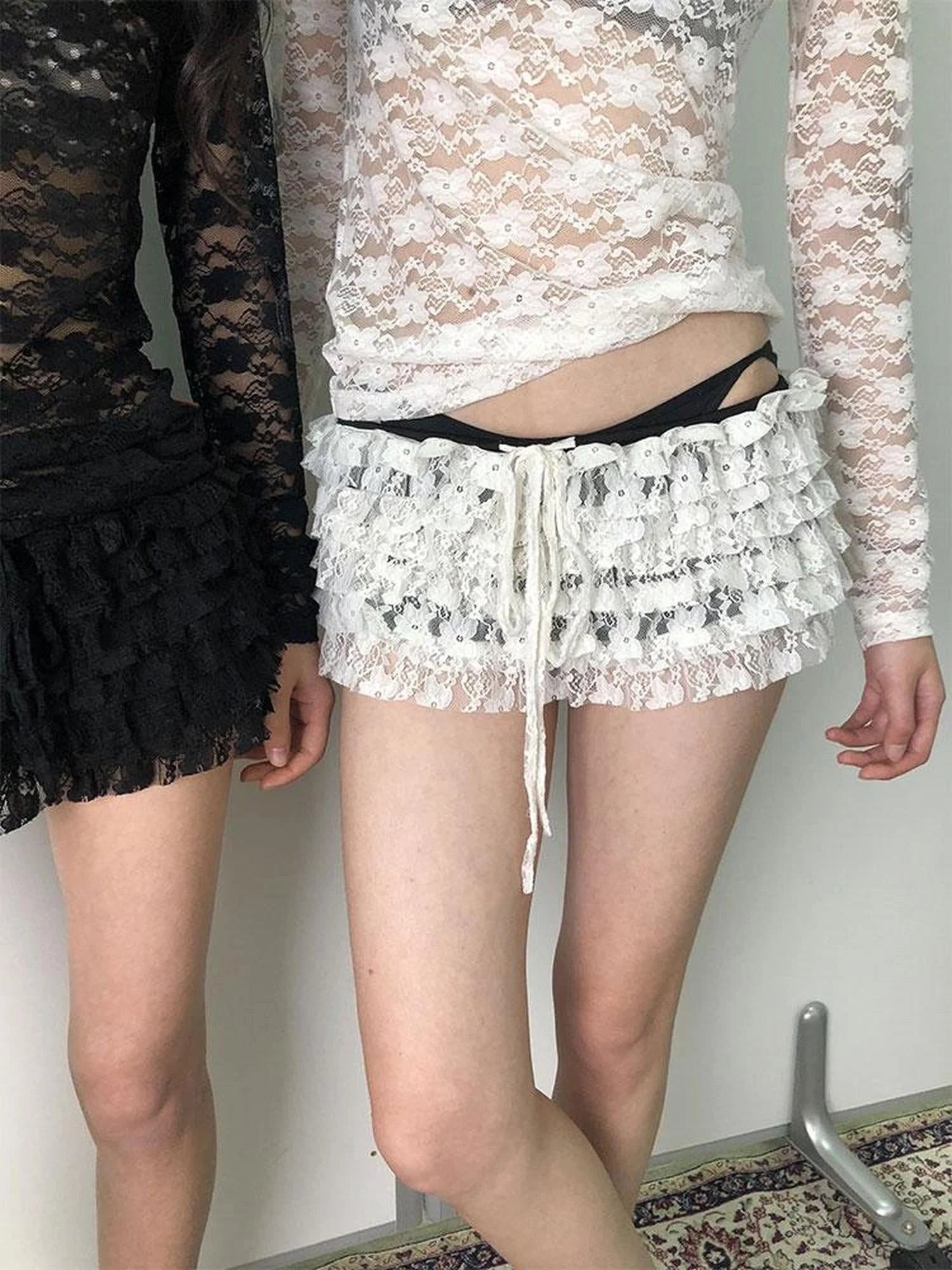 Layered Lace A-Line Mini Skirt