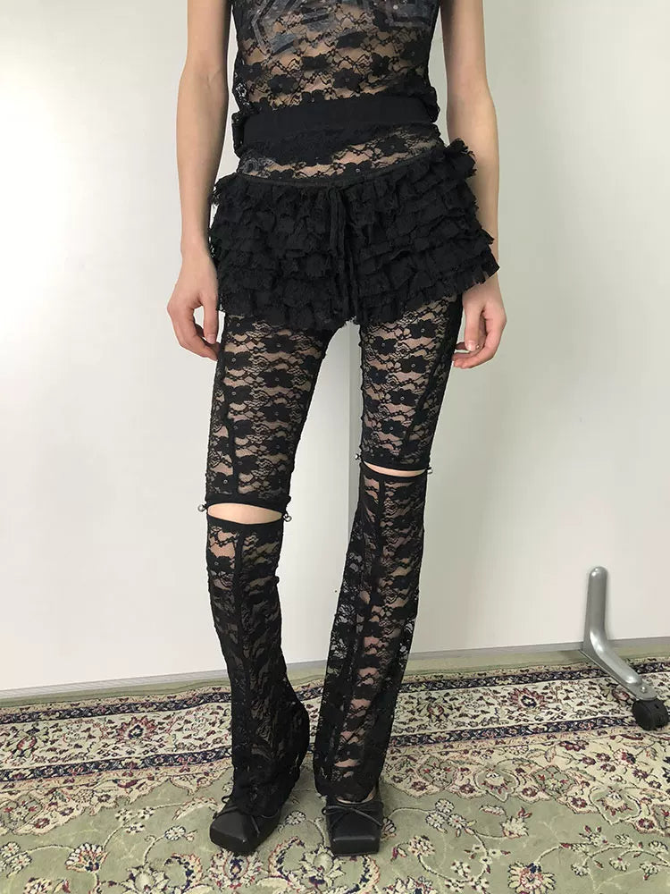 Achihara Layered Lace A-Line Mini Skirt-4