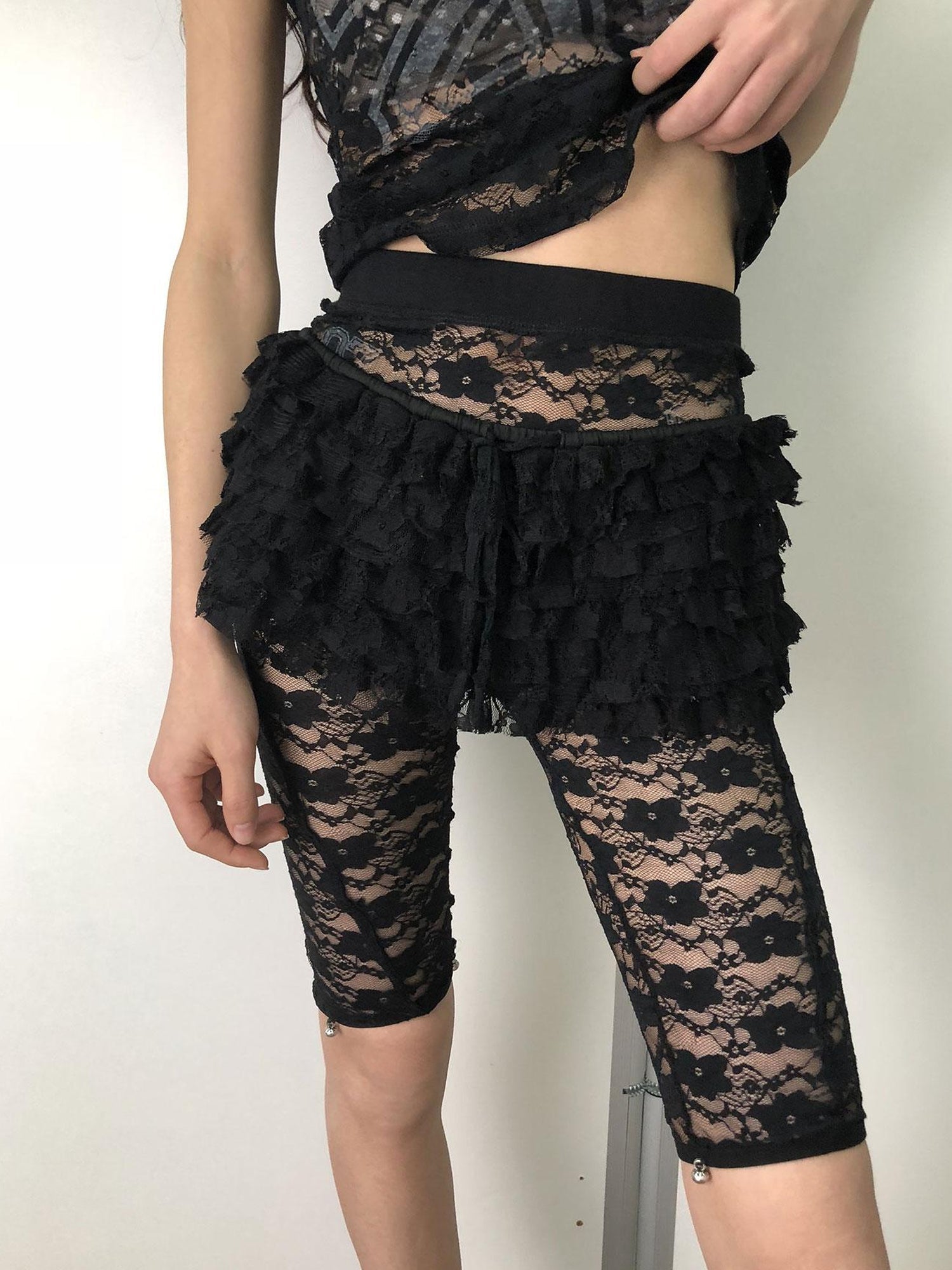 Achihara Layered Lace A-Line Mini Skirt