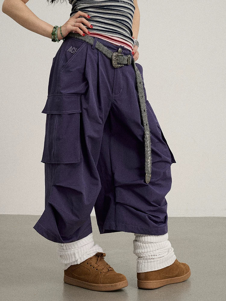 Achihara Lazy Point Casual Pleated Wide Leg Pants-1