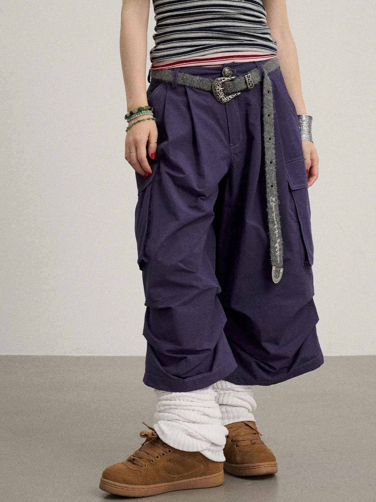 Lazy Point Casual Pleated Wide Leg Pants
