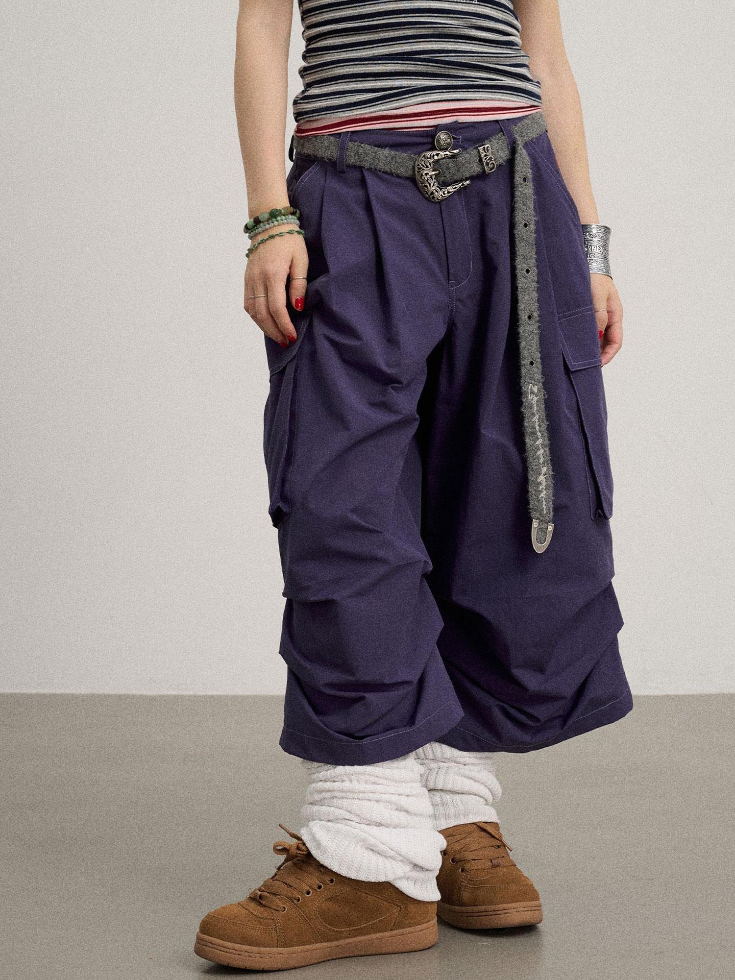 Achihara Lazy Point Casual Pleated Wide Leg Pants