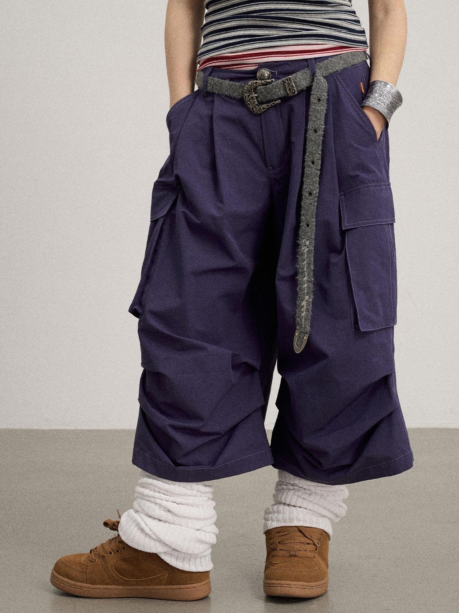 Achihara Lazy Point Casual Pleated Wide Leg Pants