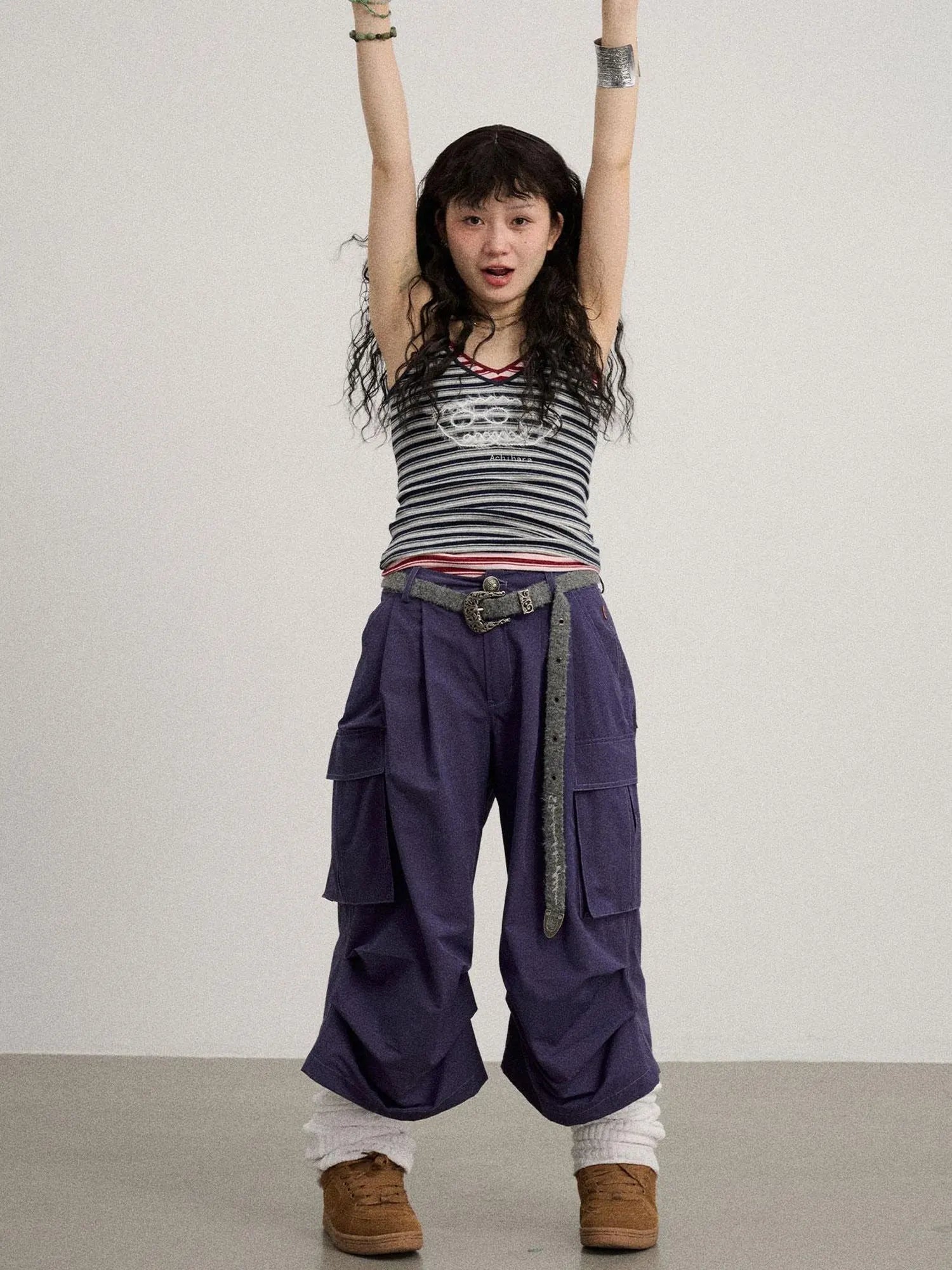 Lazy Point Casual Pleated Wide Leg Pants