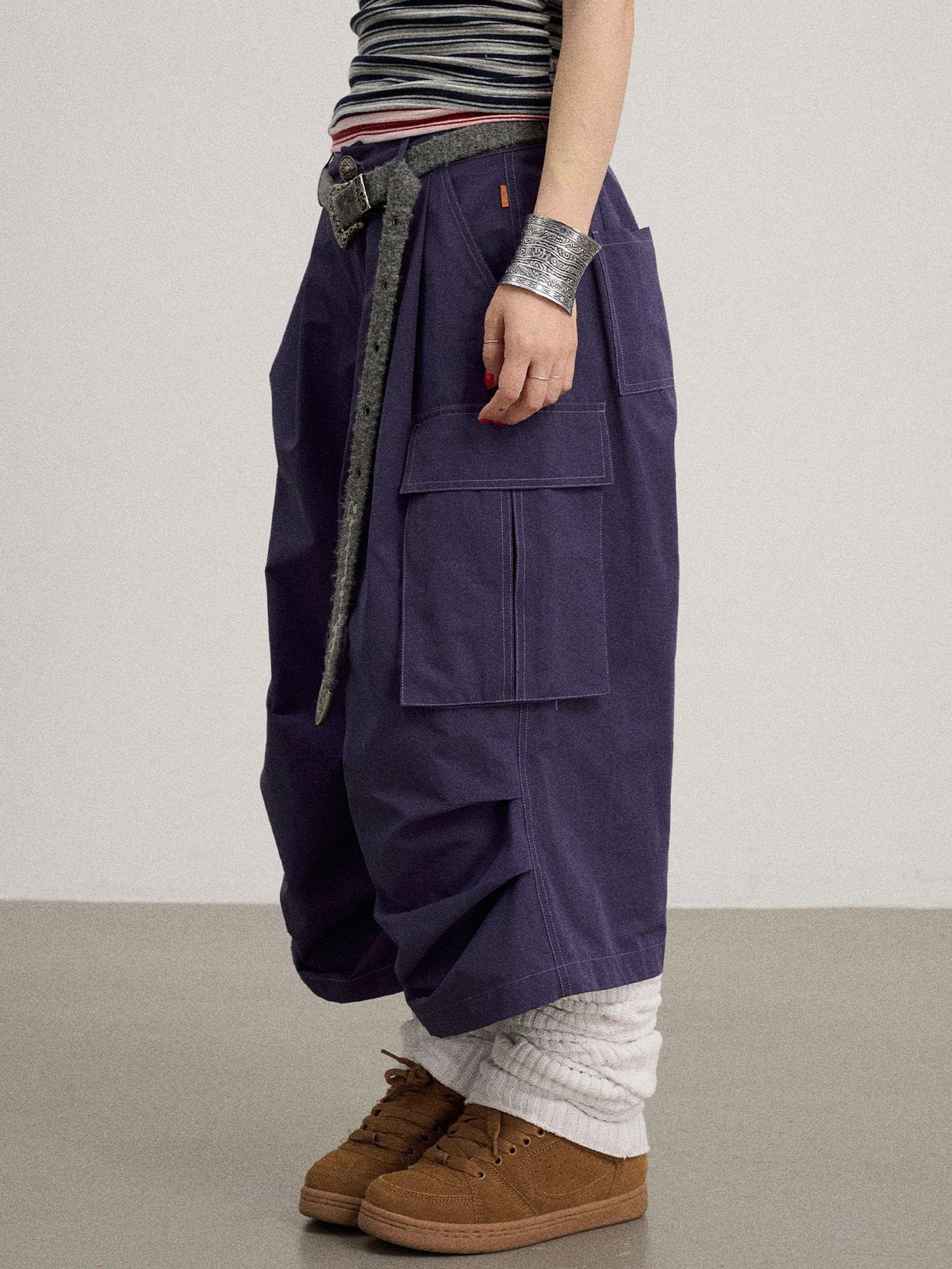 Achihara Lazy Point Casual Pleated Wide Leg Pants