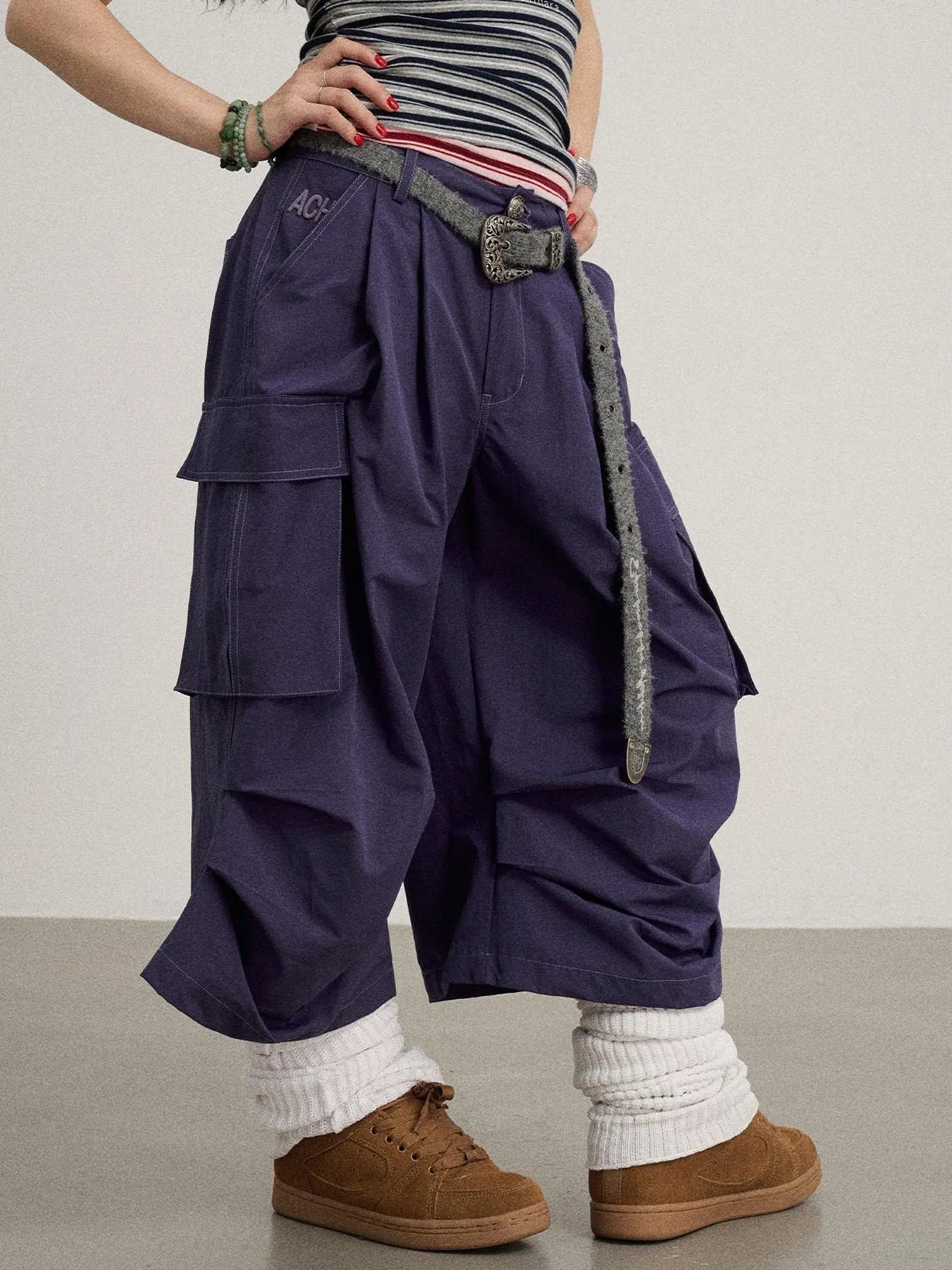 Lazy Point Casual Pleated Wide Leg Pants