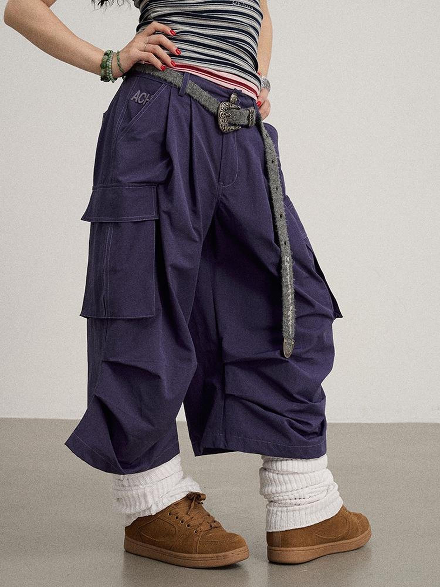 Achihara Lazy Point Casual Pleated Wide Leg Pants
