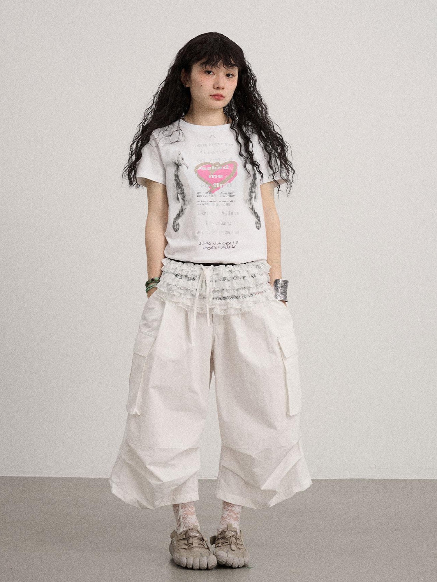 Achihara Lazy Point Casual Pleated Wide Leg Pants