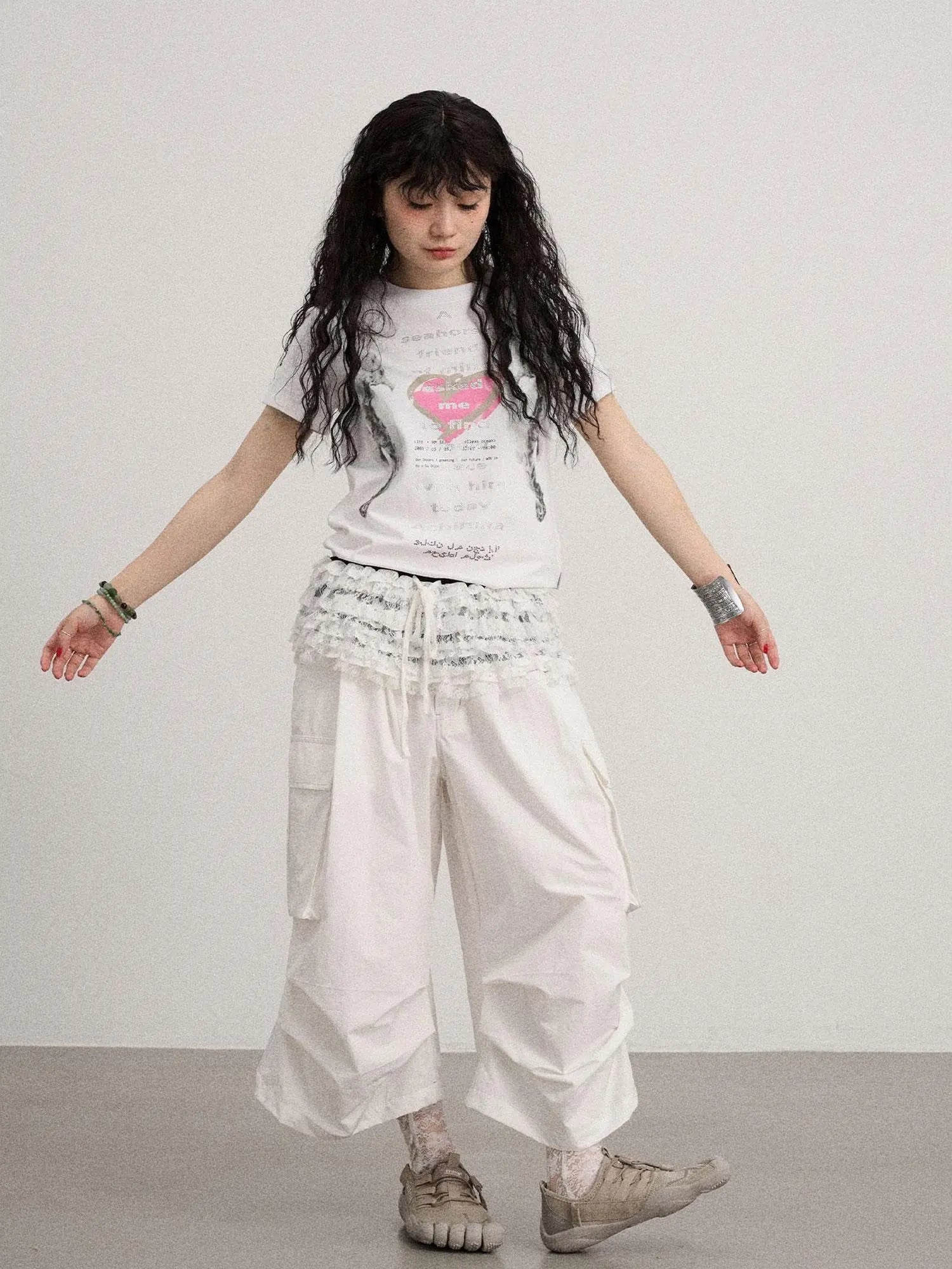 Lazy Point Casual Pleated Wide Leg Pants