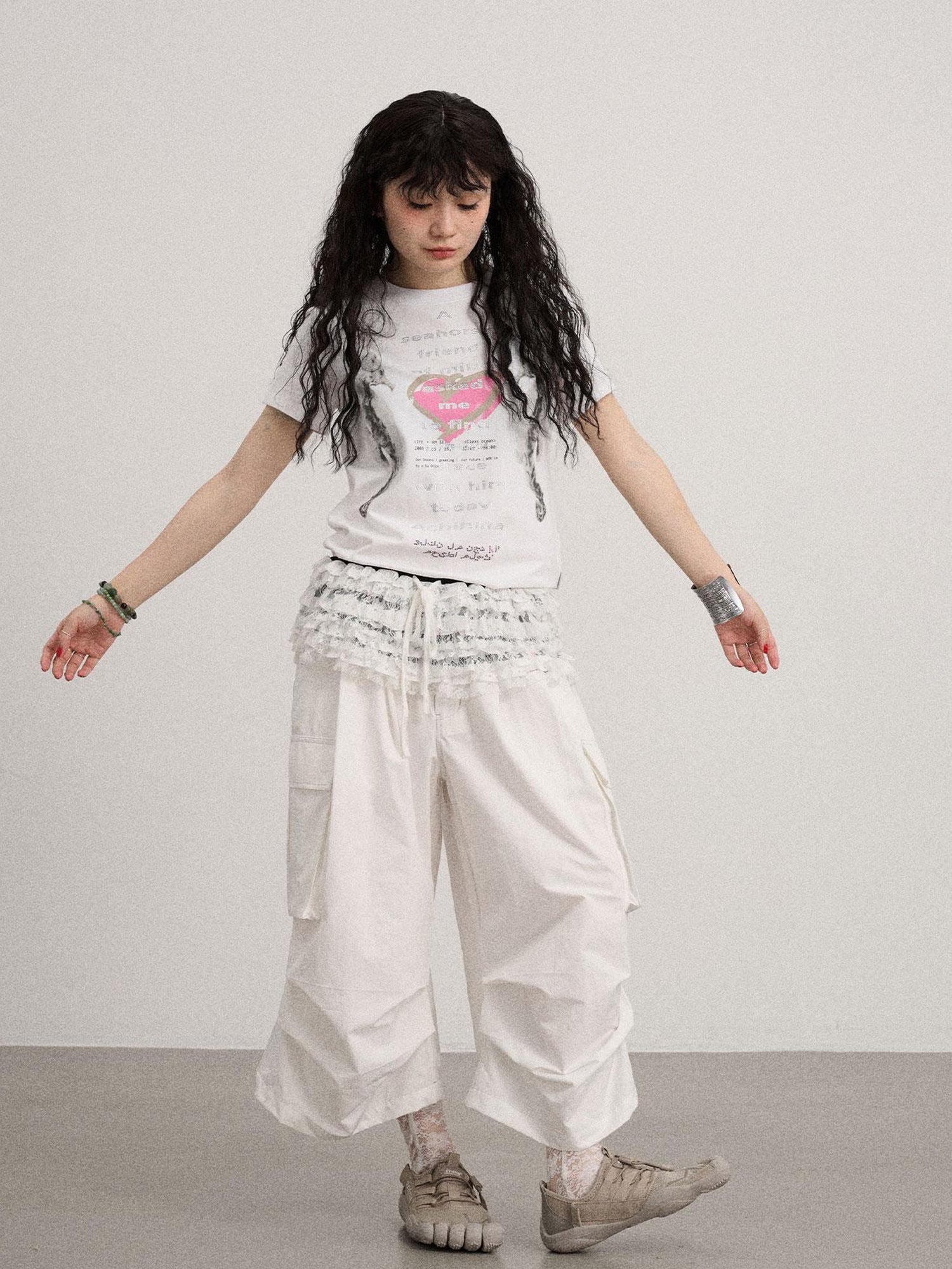 Achihara Lazy Point Casual Pleated Wide Leg Pants