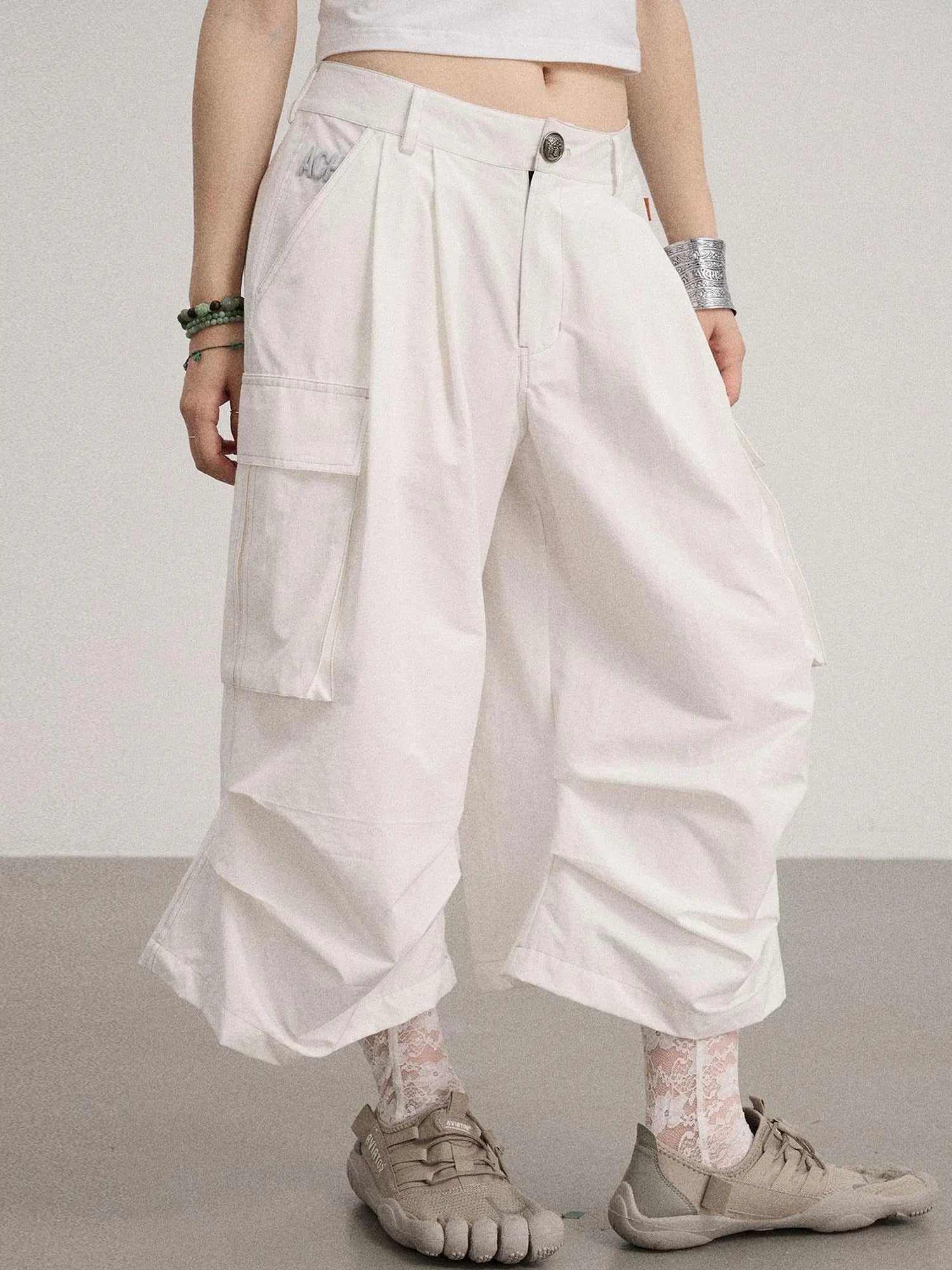 Lazy Point Casual Pleated Wide Leg Pants