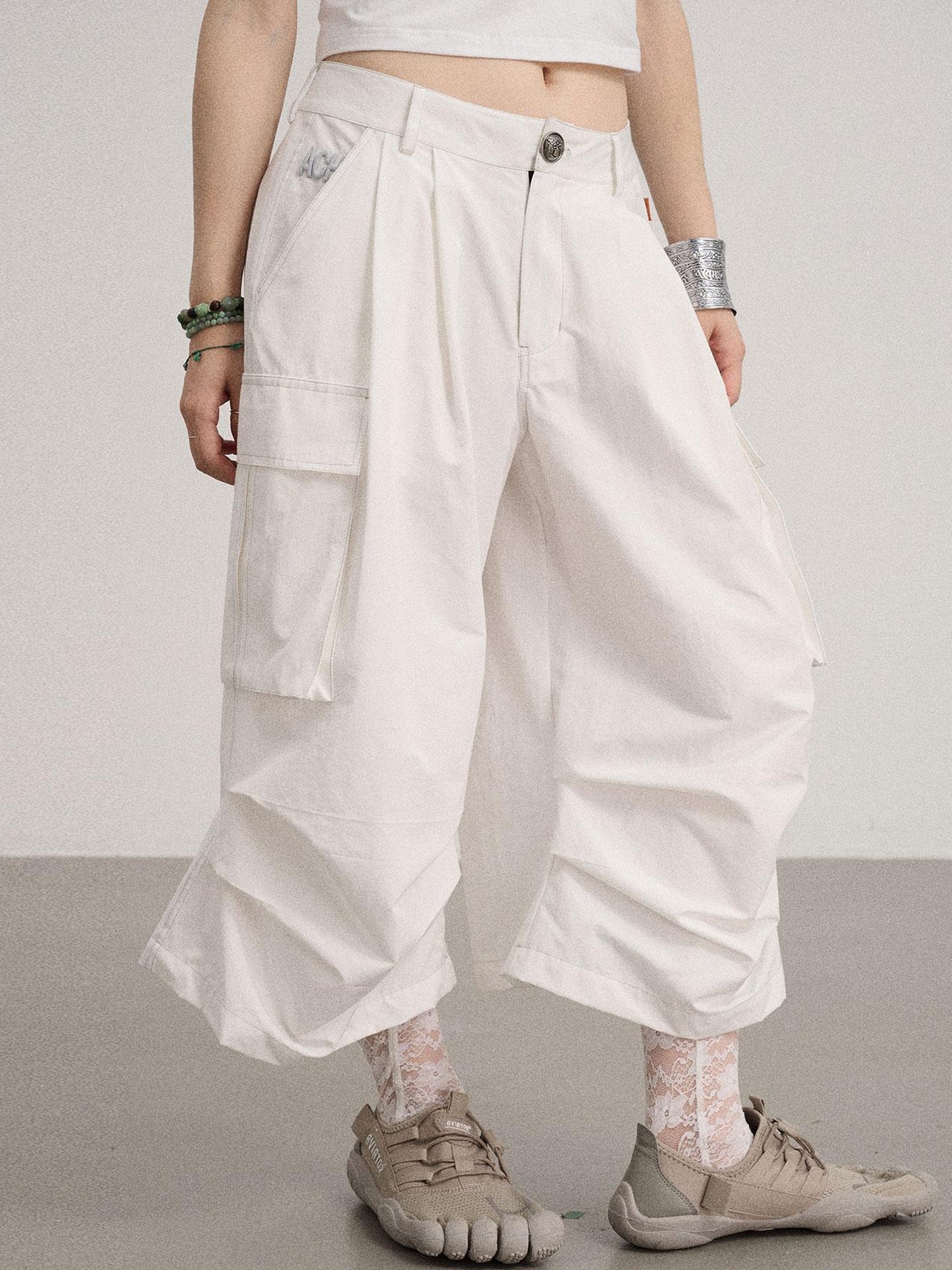 Achihara Lazy Point Casual Pleated Wide Leg Pants