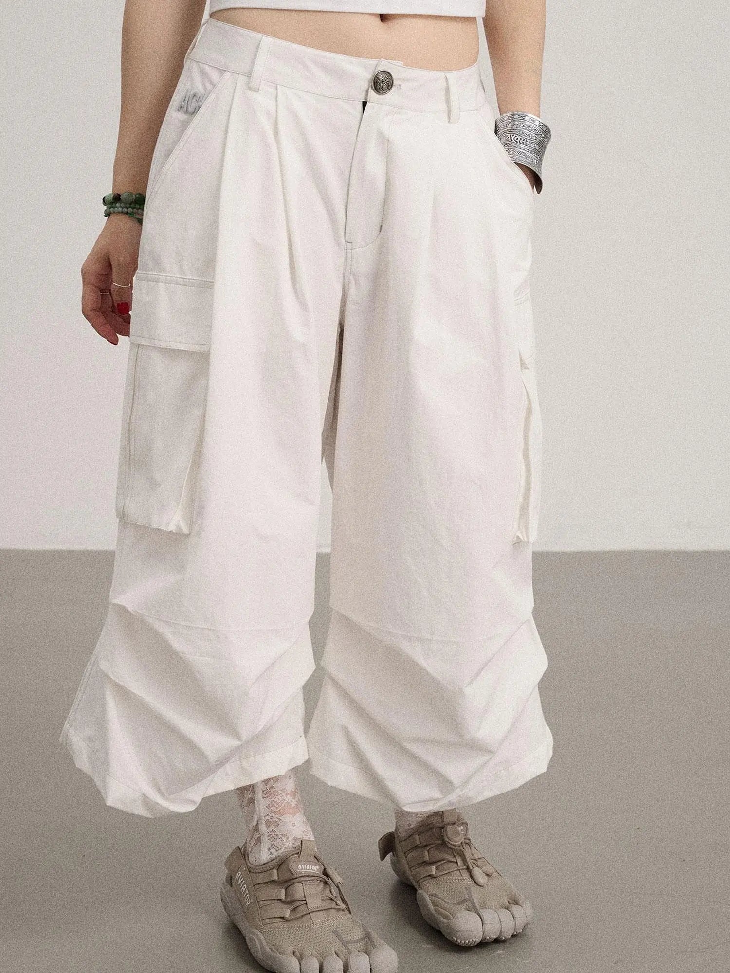 Lazy Point Casual Pleated Wide Leg Pants