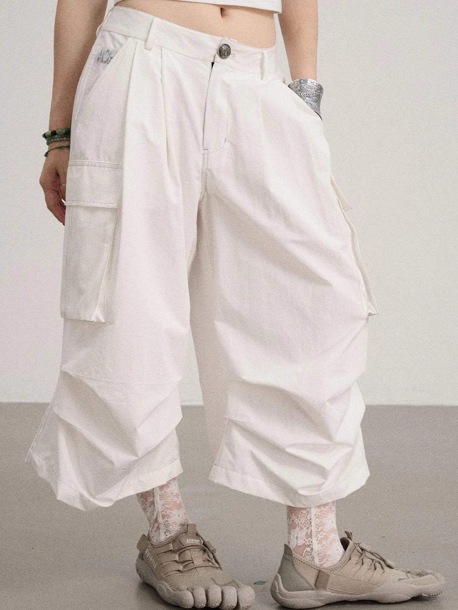 Lazy Point Casual Pleated Wide Leg Pants
