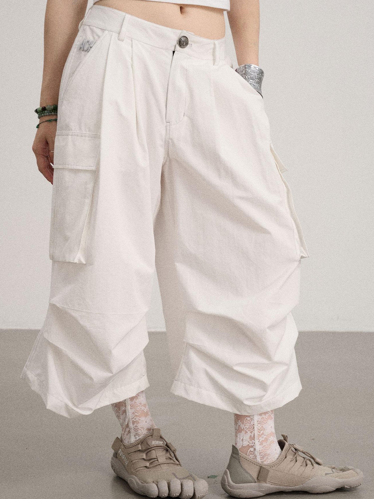 Achihara Lazy Point Casual Pleated Wide Leg Pants