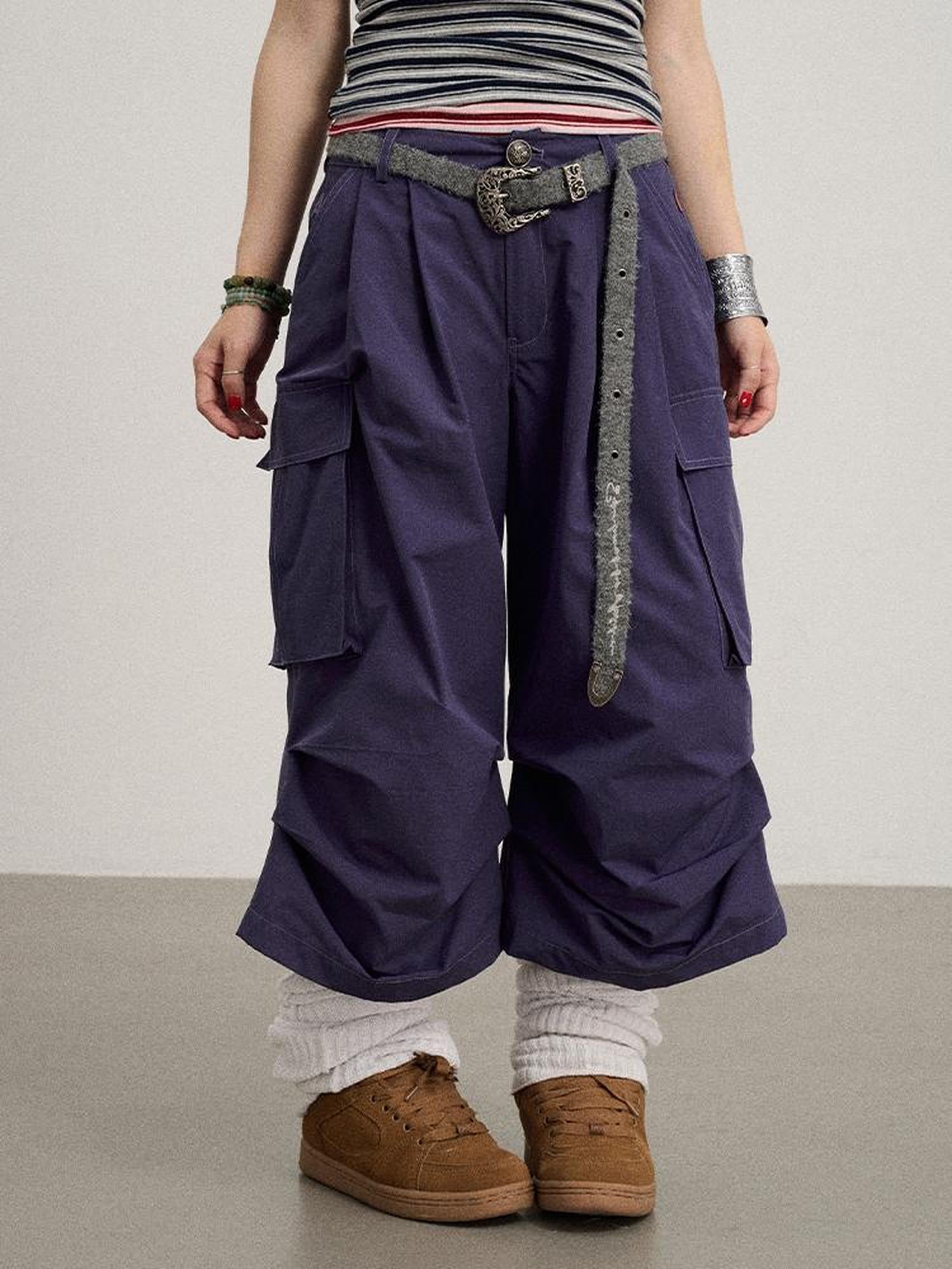 Achihara Lazy Point Casual Pleated Wide Leg Pants