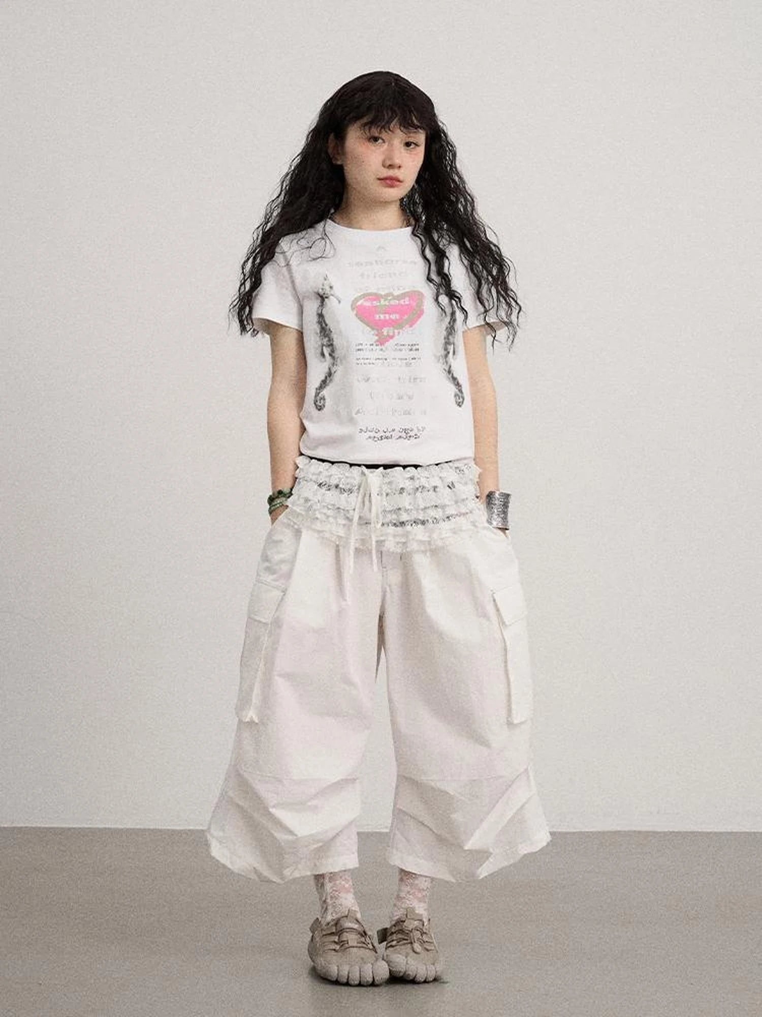 Lazy Point Casual Pleated Wide Leg Pants