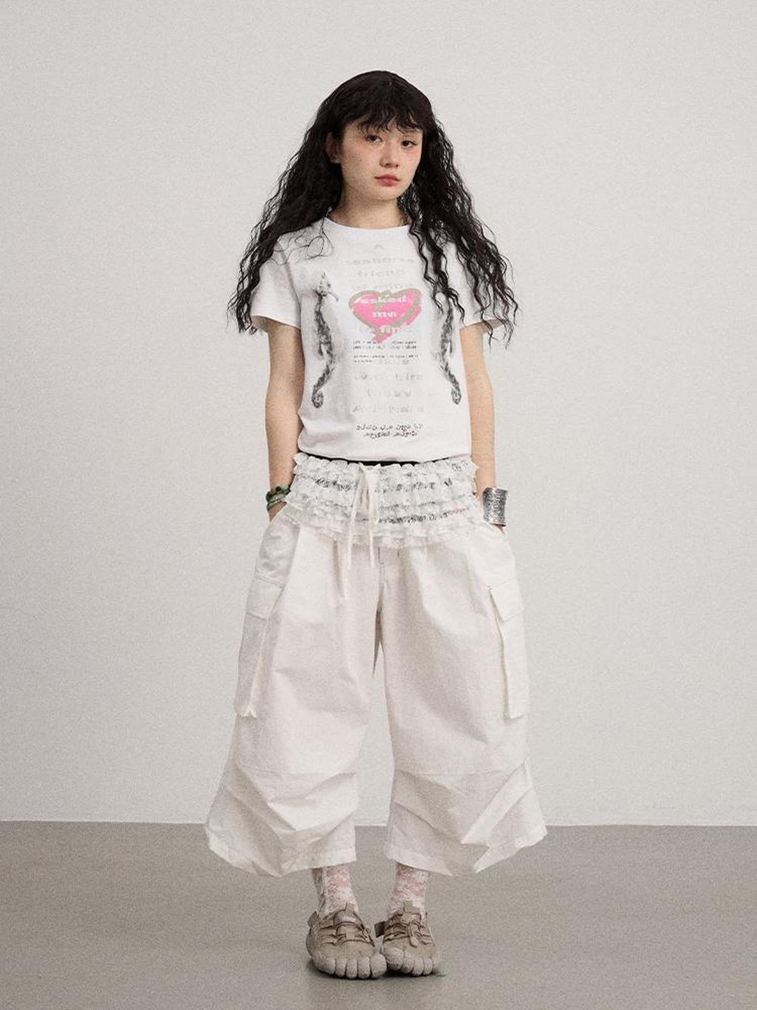 Achihara Lazy Point Casual Pleated Wide Leg Pants