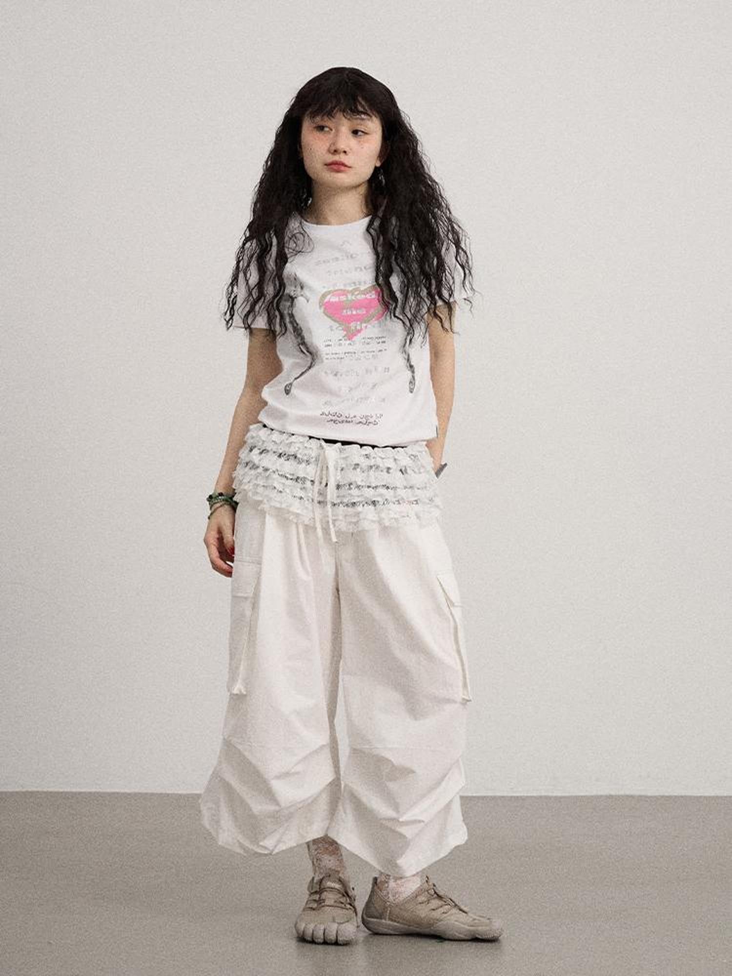 Achihara Lazy Point Casual Pleated Wide Leg Pants
