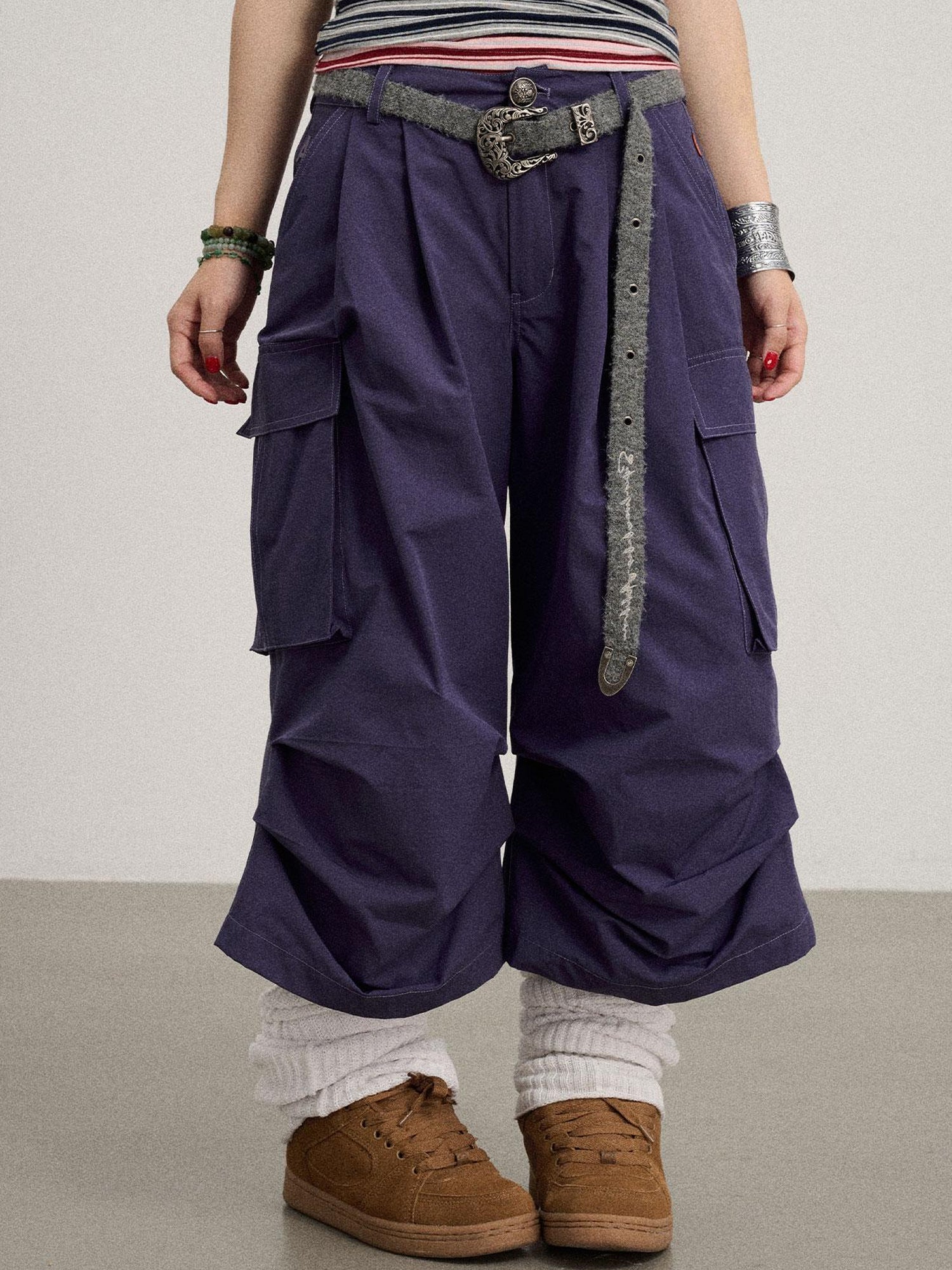 Achihara Lazy Point Casual Pleated Wide Leg Pants