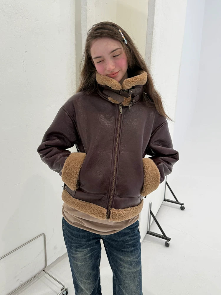 Achihara Lightweight Polyester Blend Fold Detail Short Straight Commuter Women Zip Jacket-5