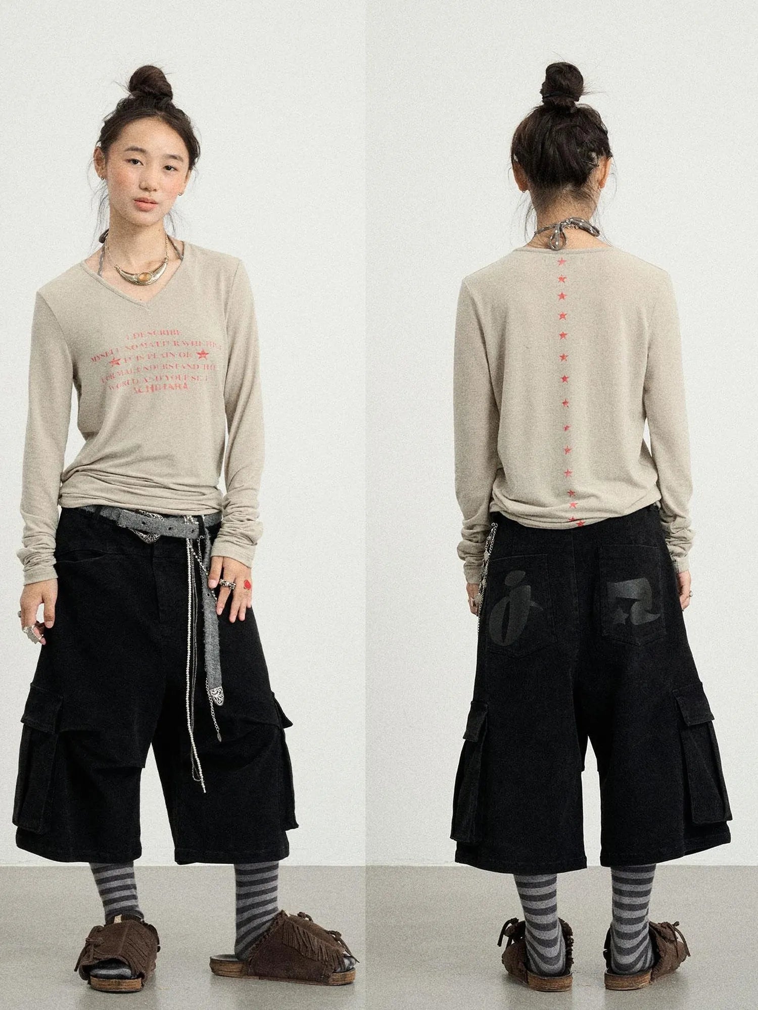 Long Sleeve T-Shirt With Inspirational Print Describe Yourself Beyond Rules