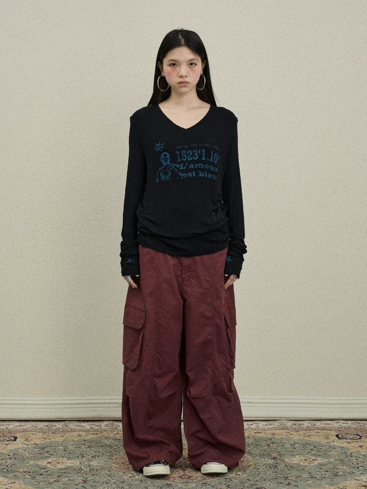 Achihara Loose Fit Denim Overalls 2025 Autumn New Drop Leg Trousers-5