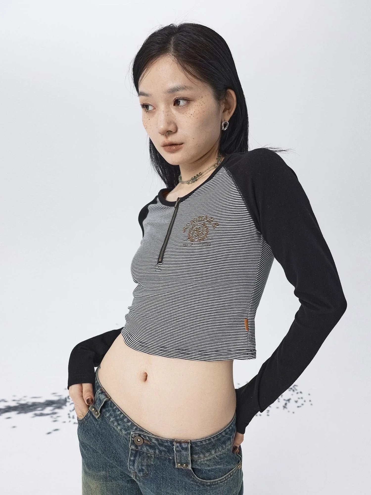 Los Angeles Stripe Spliced Crop Tee