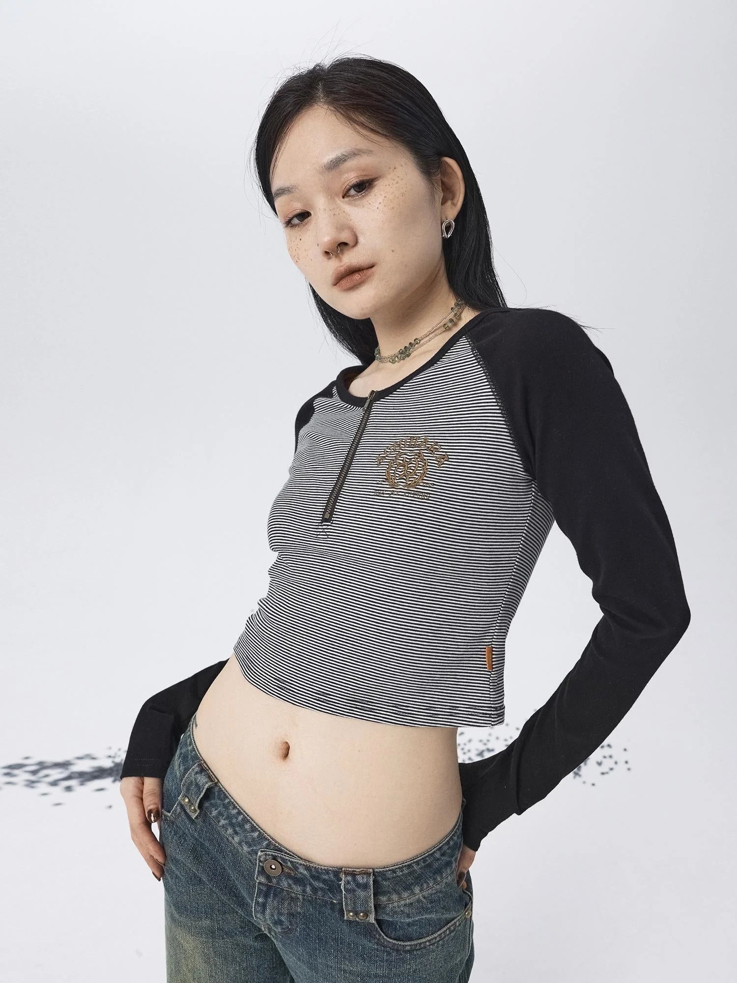 Los Angeles Stripe Spliced Crop Tee