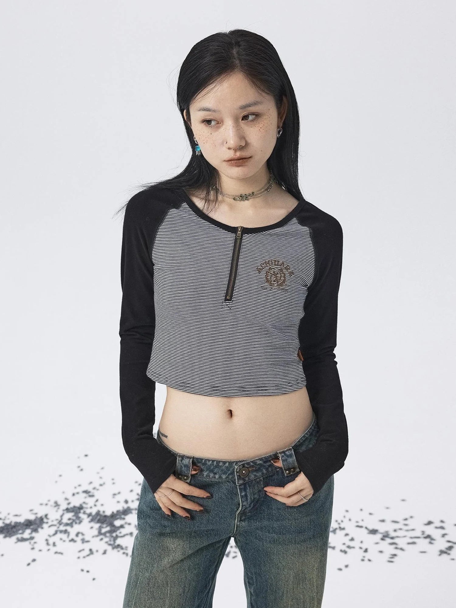 Los Angeles Stripe Spliced Crop Tee