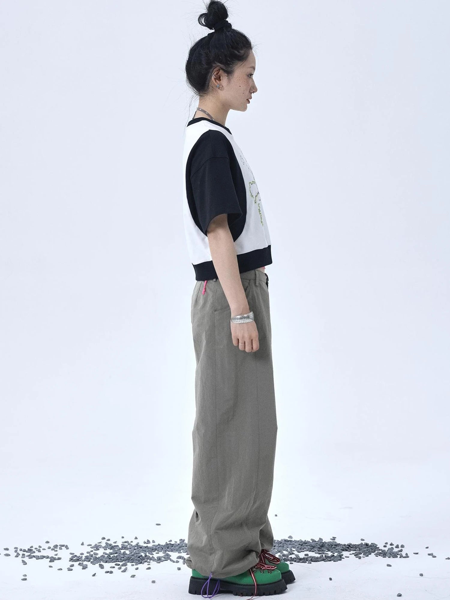 Map Print Cropped Cotton Tee