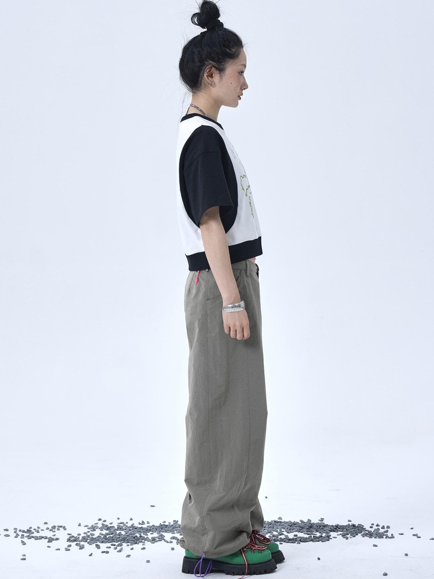 Achihara Map Print Cropped Cotton Tee