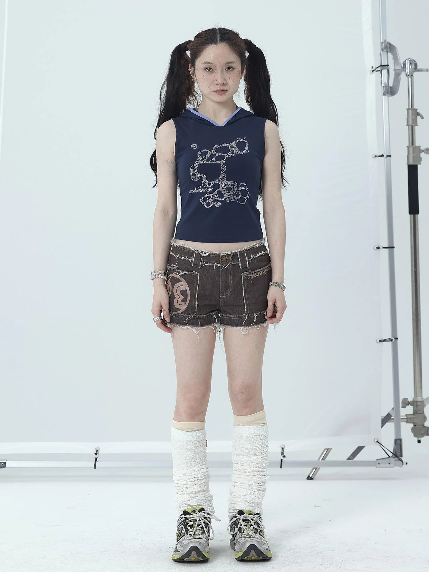 Maria Vintage Washed Denim Shorts Frayed Hem