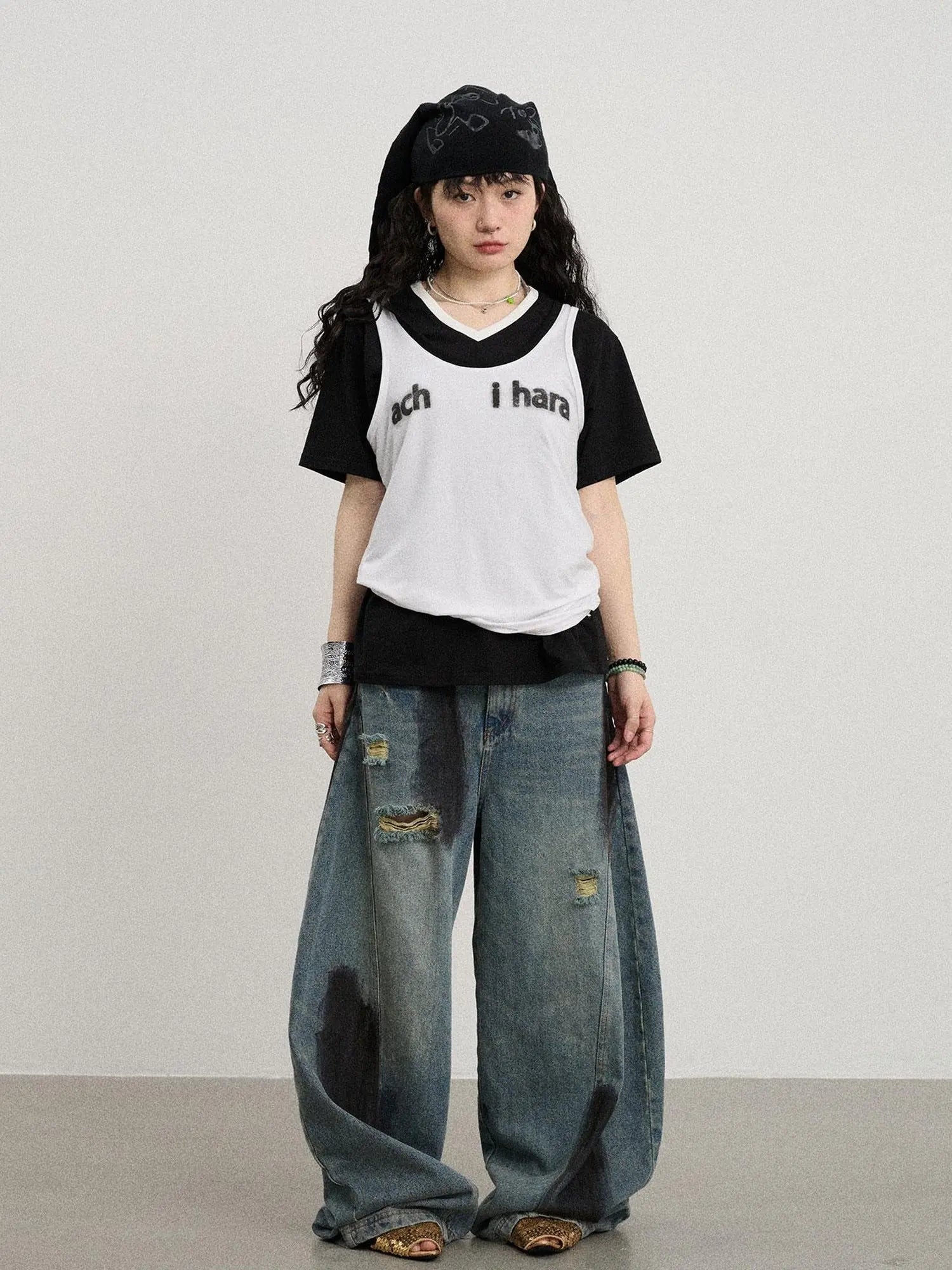 Melting Ice V-Neck Slip Top