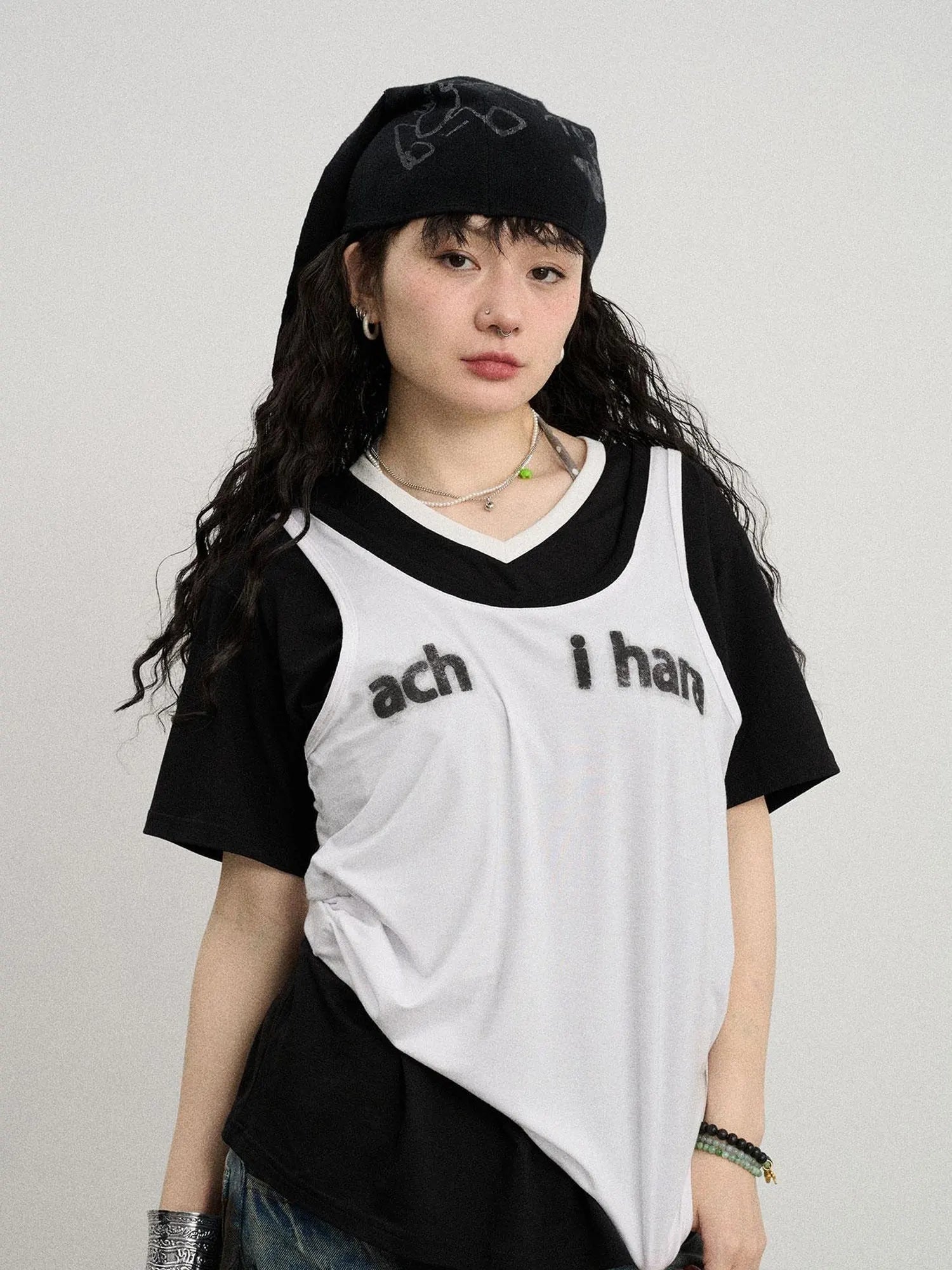 Melting Ice V-Neck Slip Top