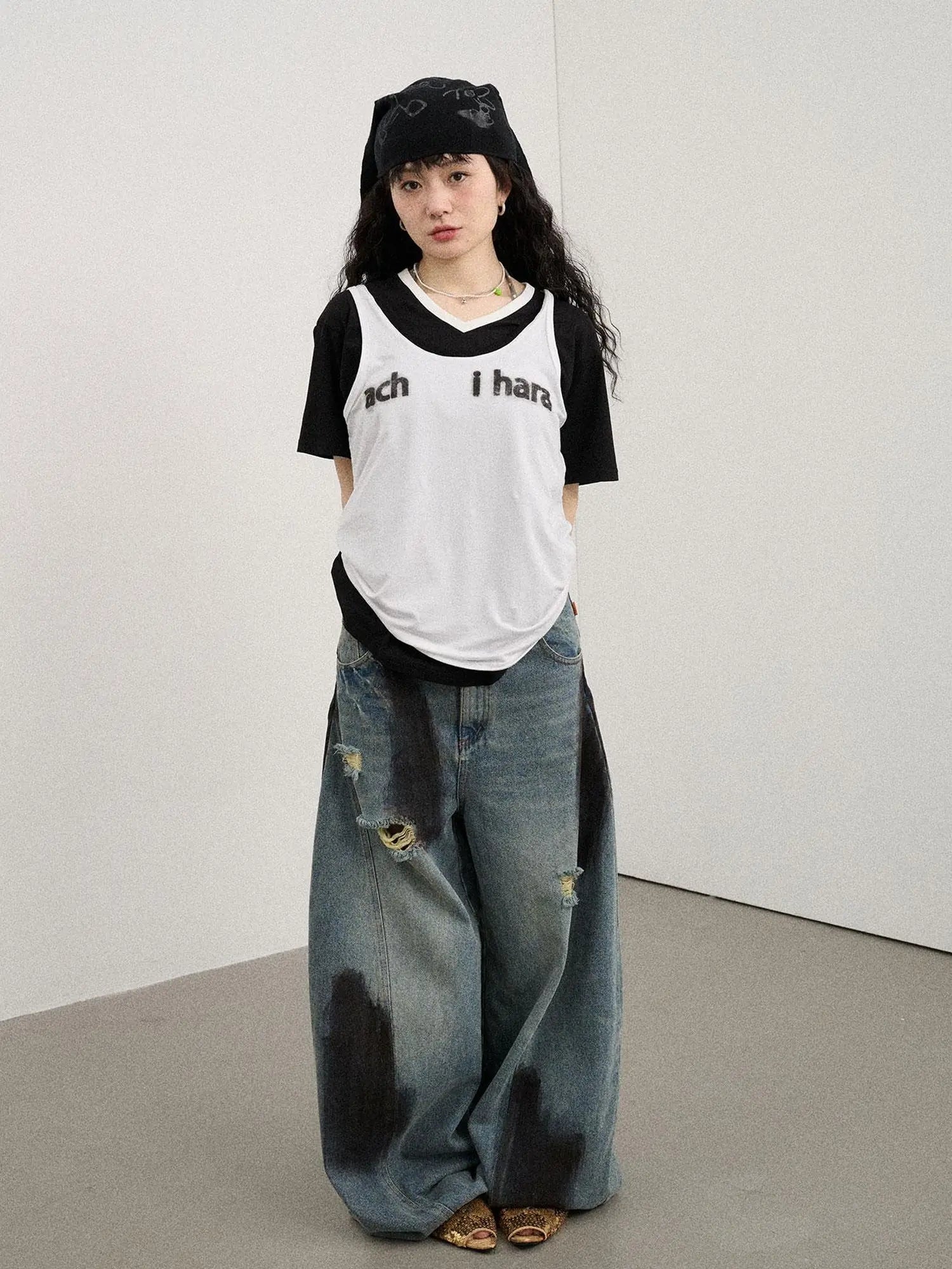 Melting Ice V-Neck Slip Top