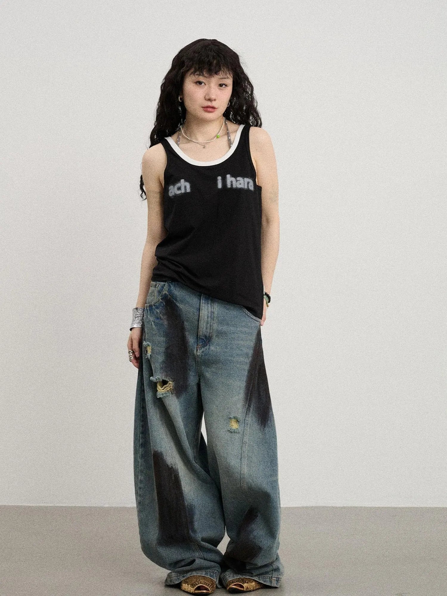Melting Ice V-Neck Slip Top