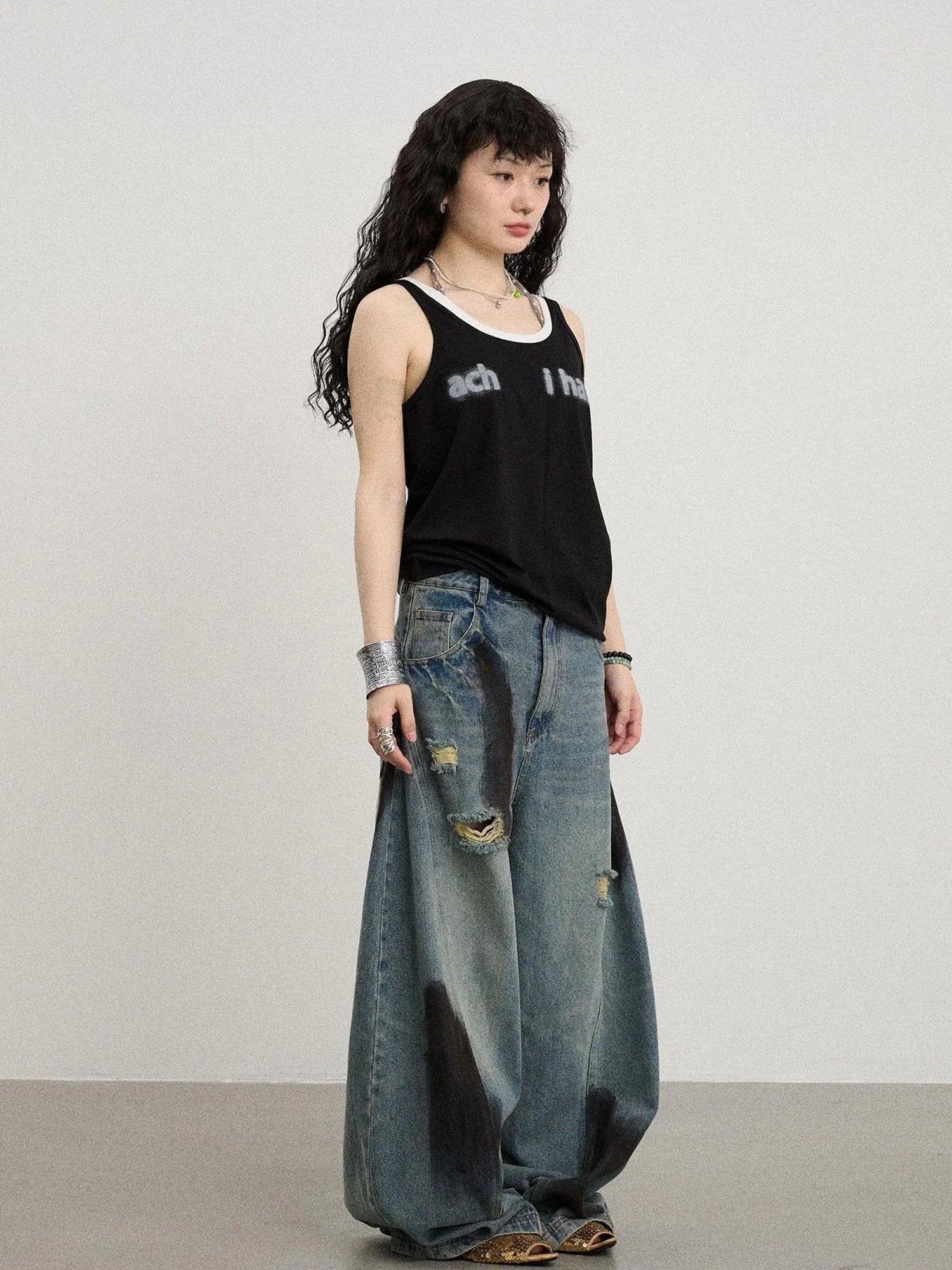 Melting Ice V-Neck Slip Top