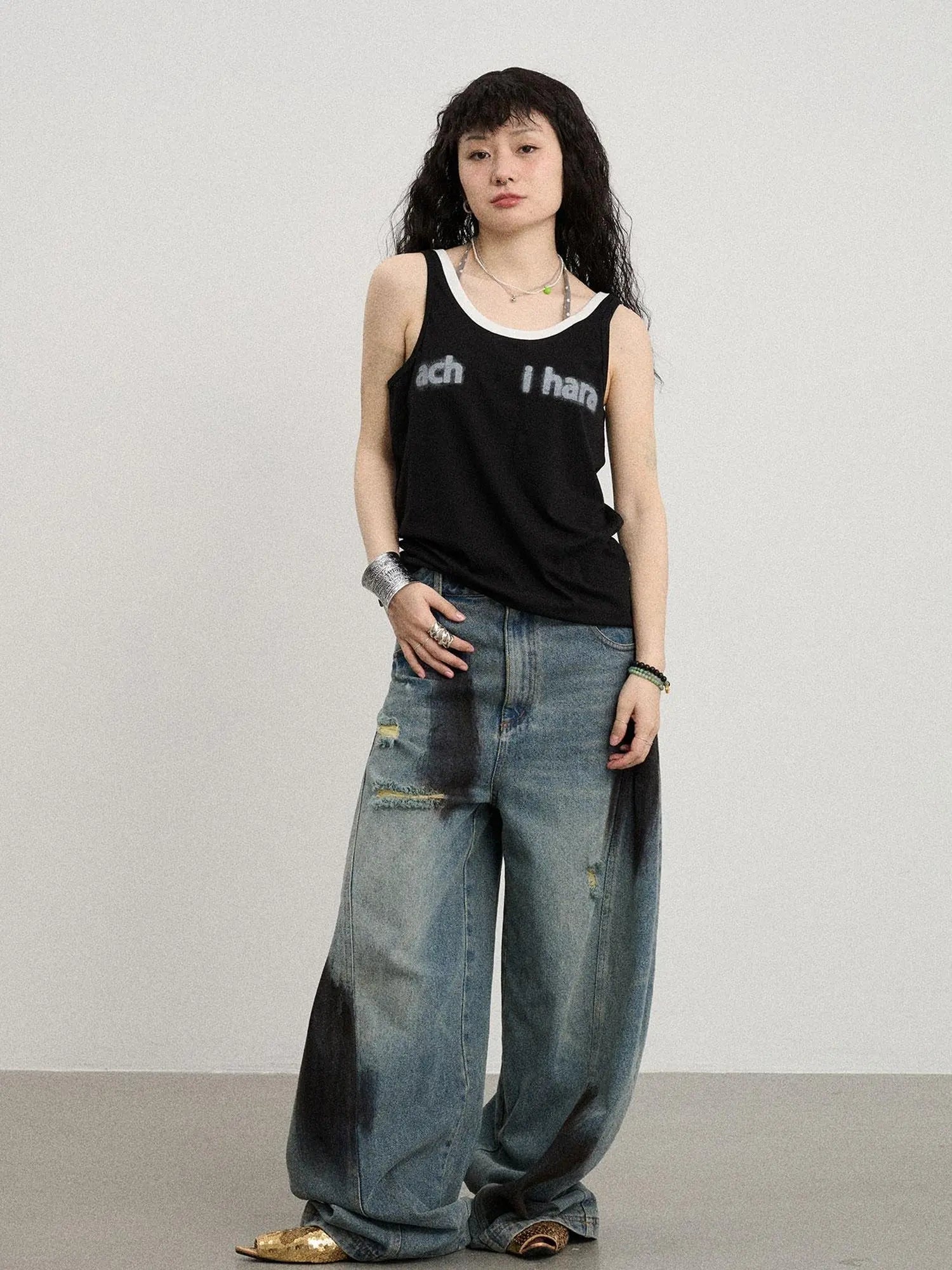 Melting Ice V-Neck Slip Top