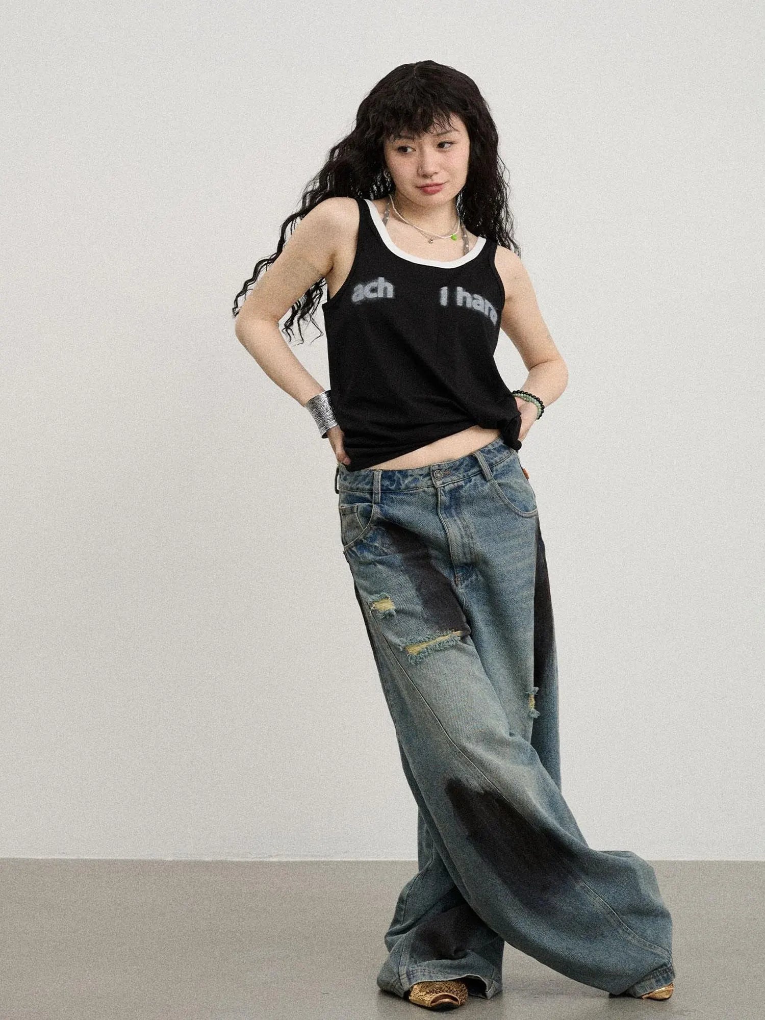 Melting Ice V-Neck Slip Top