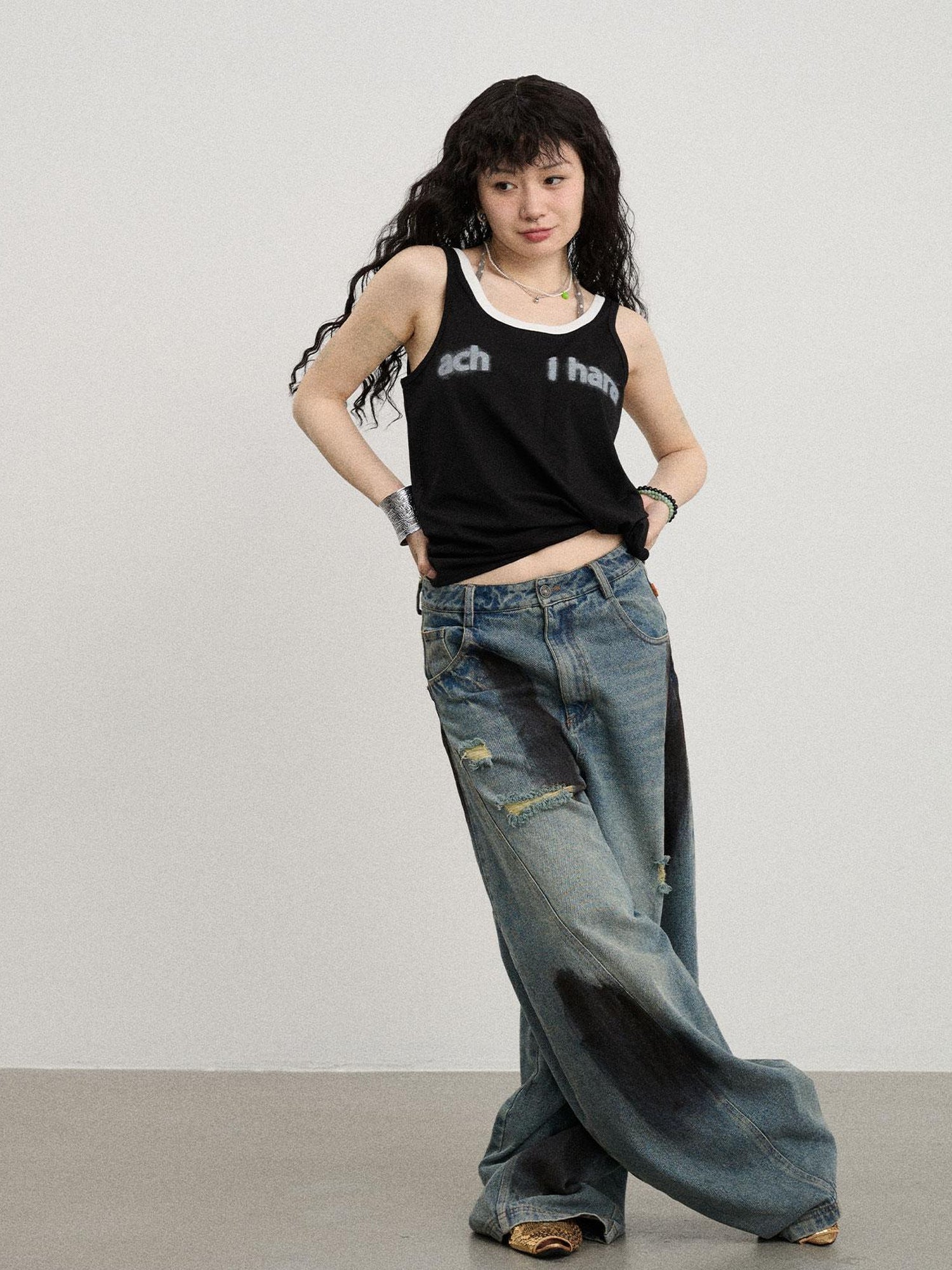 Achihara Melting Ice V-Neck Slip Top