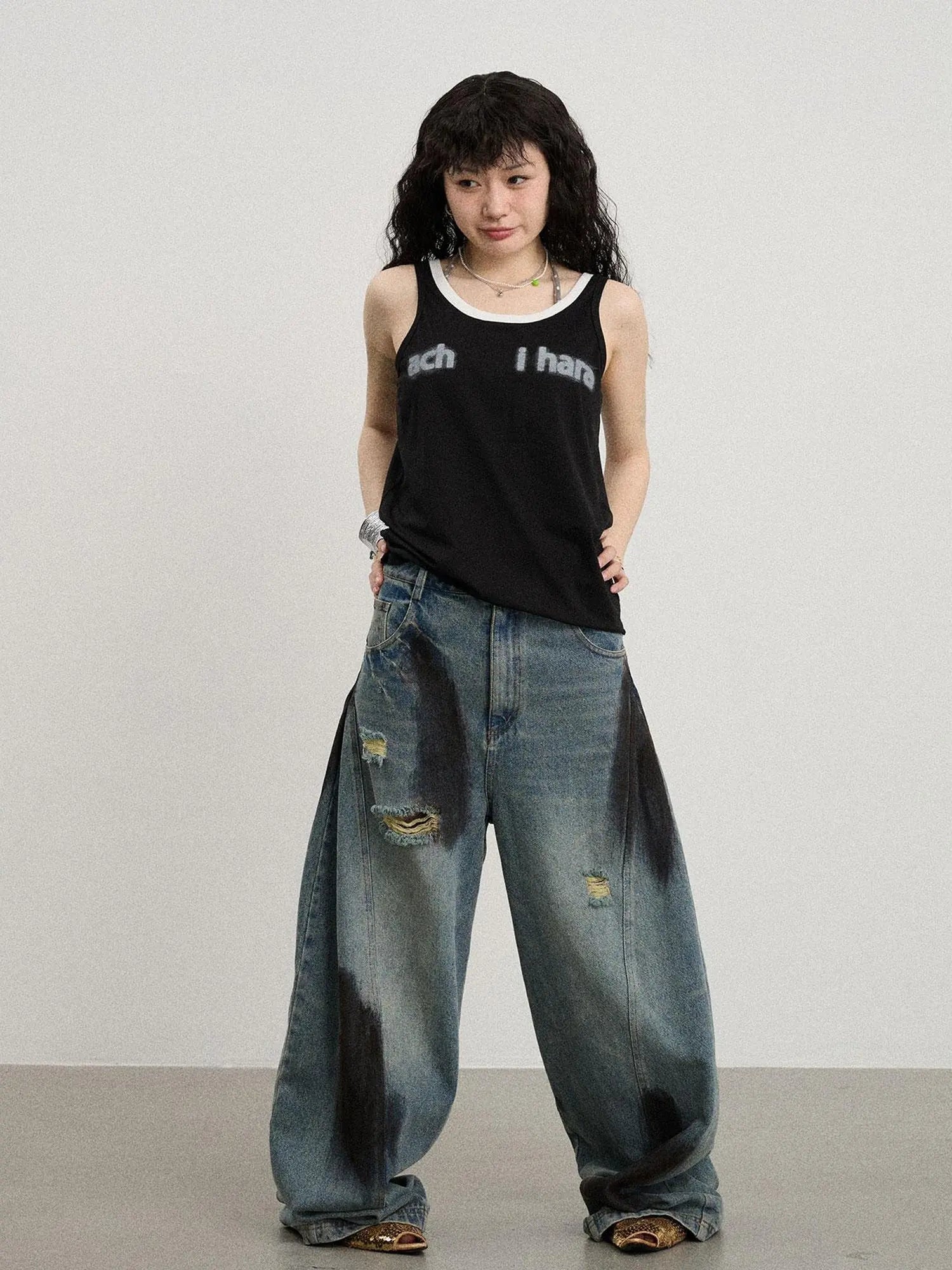 Melting Ice V-Neck Slip Top