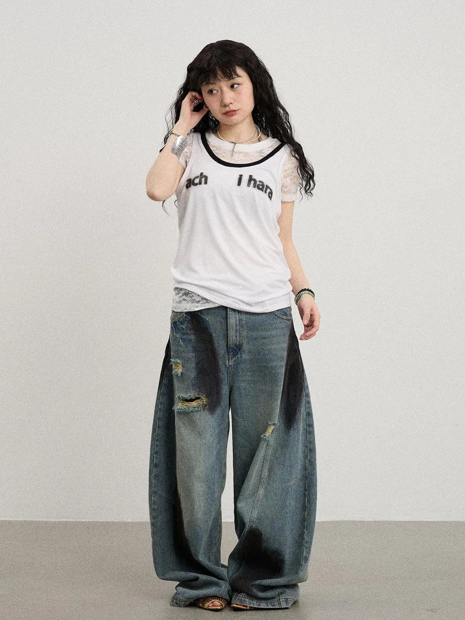 Melting Ice V-Neck Slip Top