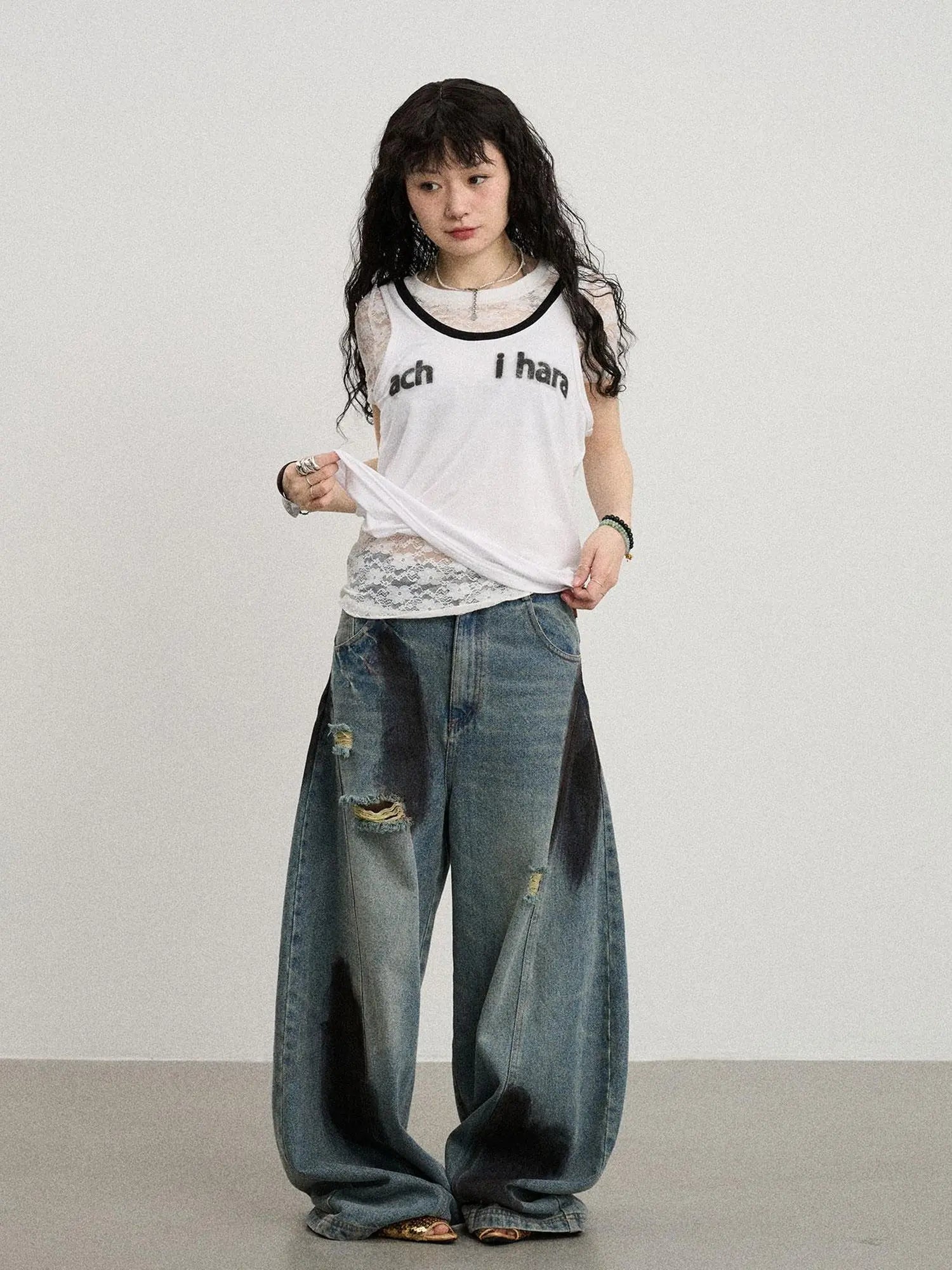 Melting Ice V-Neck Slip Top