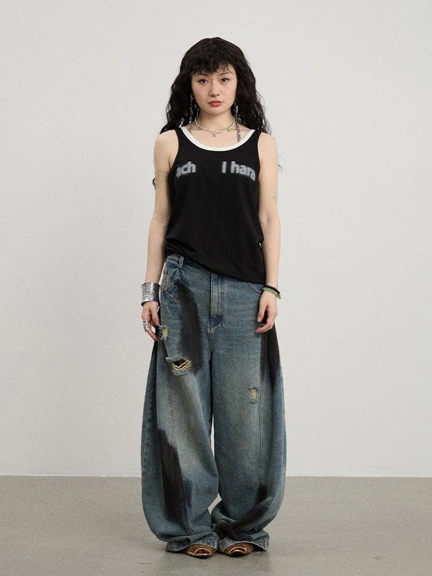 Melting Ice V-Neck Slip Top