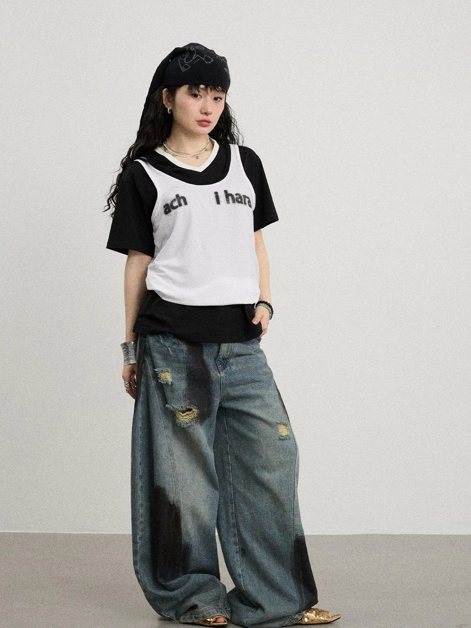 Melting Ice V-Neck Slip Top
