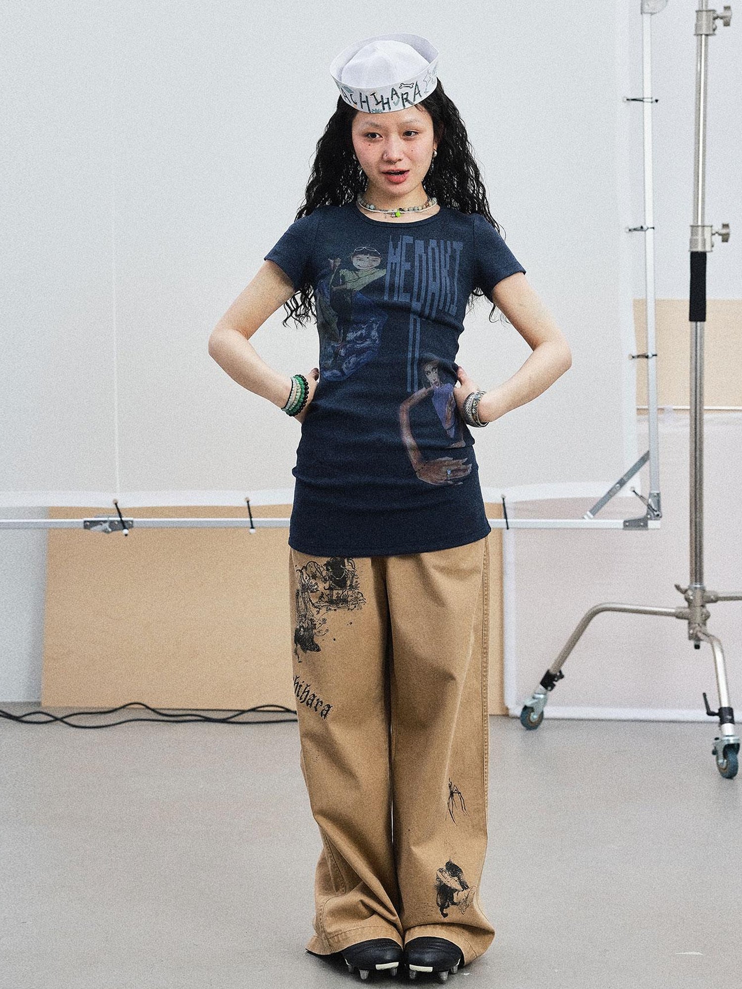 Achihara Meraki Universe T Shirt Dress V Neck Long Sleeve
