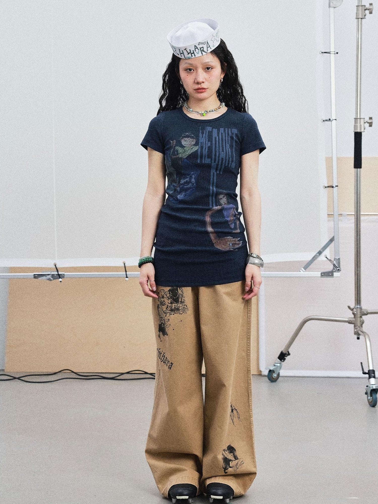 Achihara Meraki Universe T Shirt Dress V Neck Long Sleeve