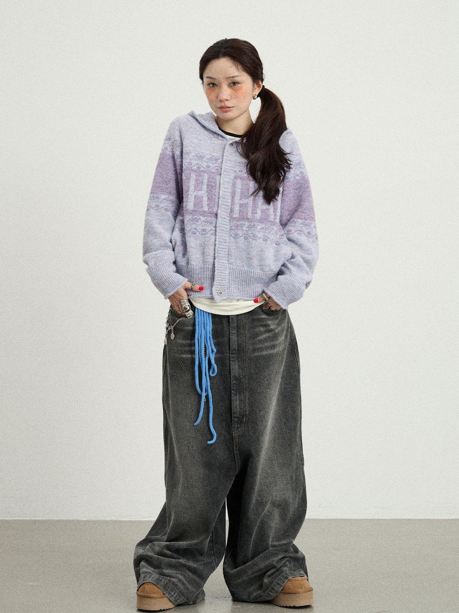 Achihara Milk Tea Hoodie Knit Sweater