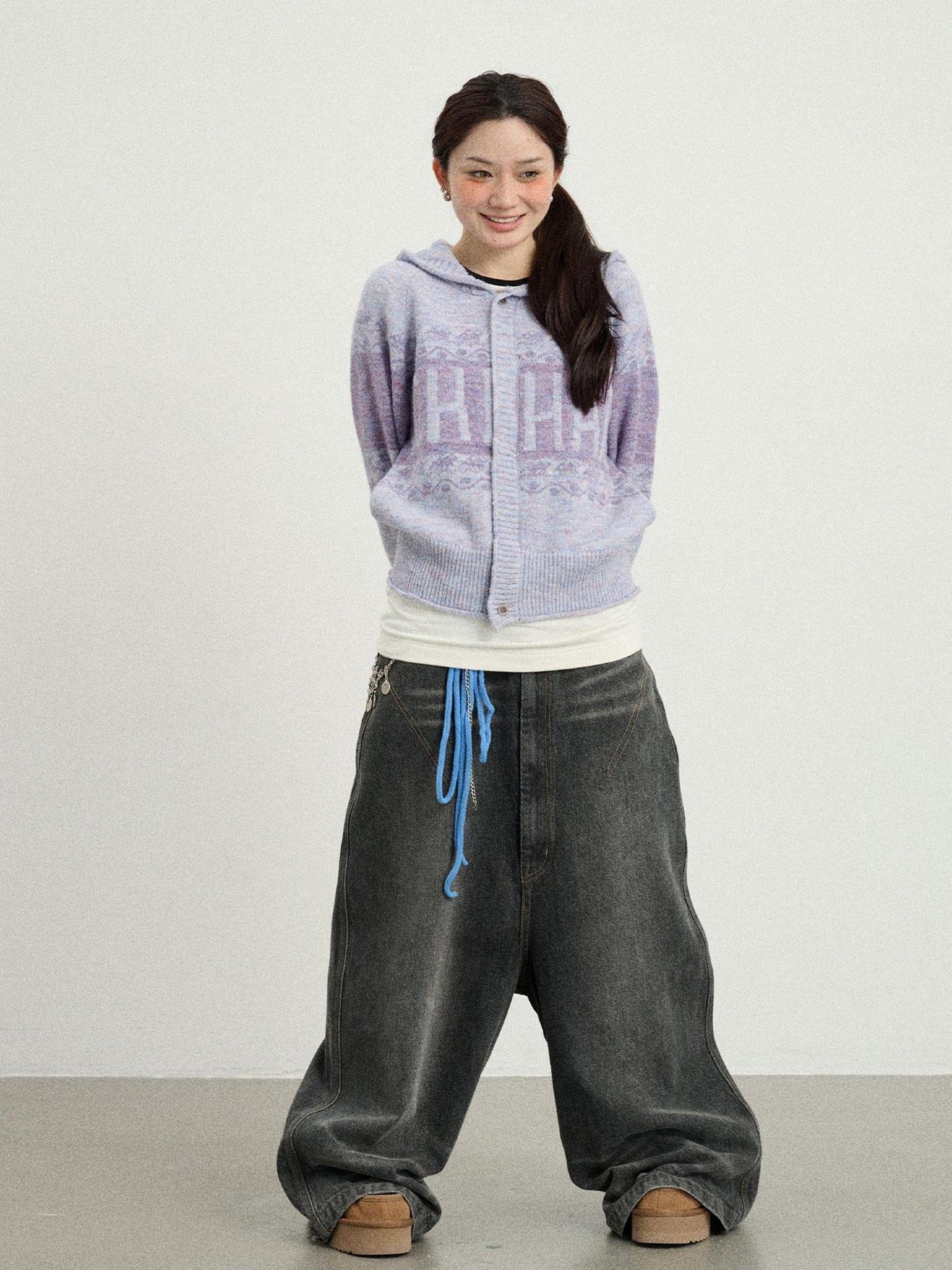 Achihara Milk Tea Hoodie Knit Sweater